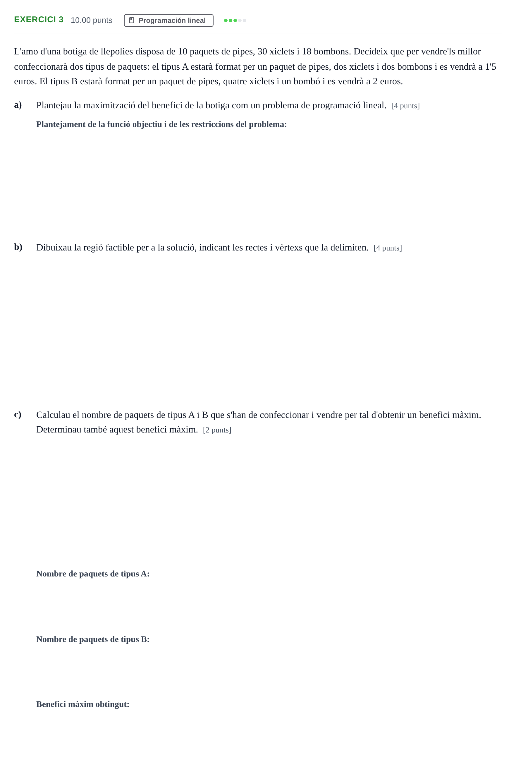 Enunciado: Problema 3 · Matemáticas aplicadas a las Ciencias Sociales II PAU Baleares Extraordinaria 2022