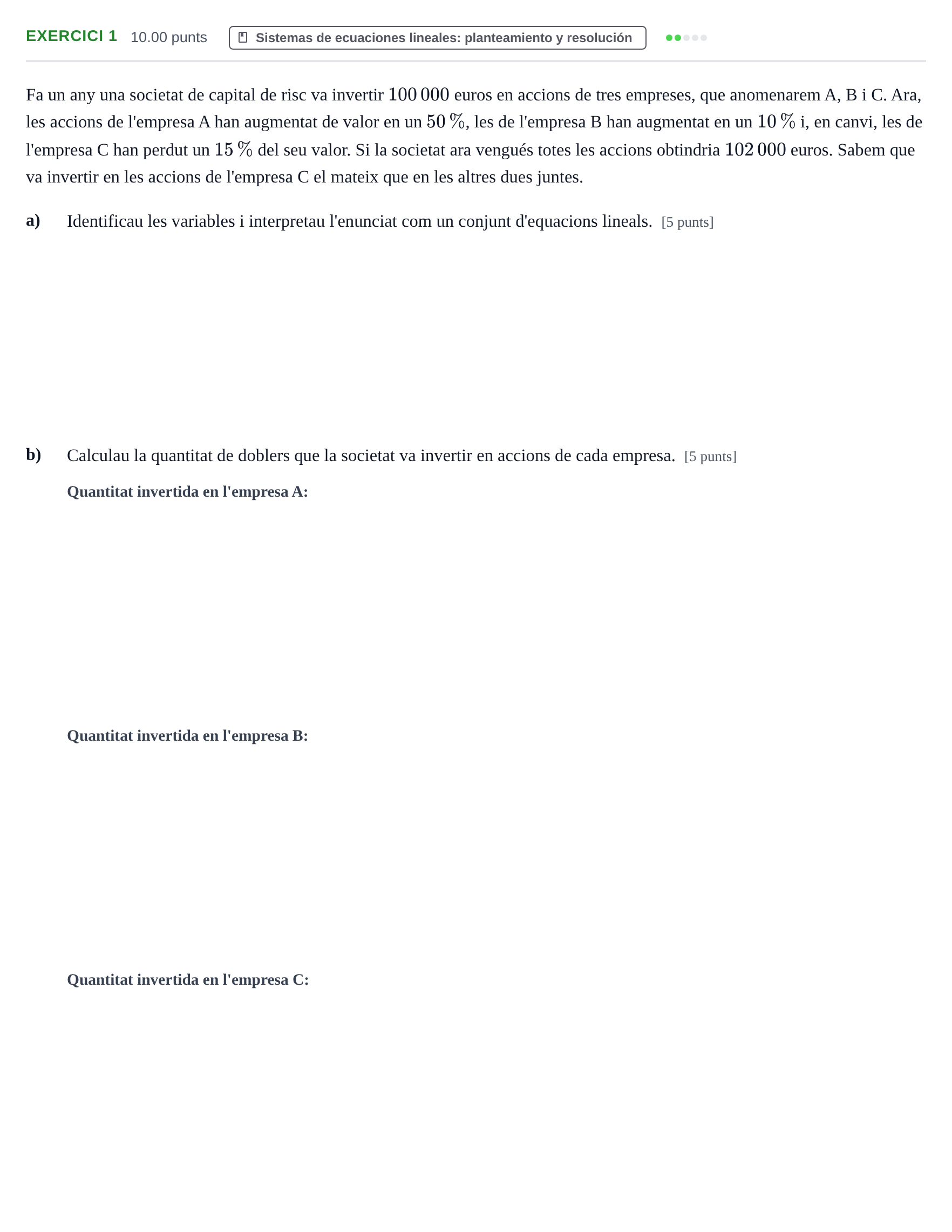 Enunciado: Problema 1 · Matemáticas aplicadas a las Ciencias Sociales II PAU Baleares Ordinaria 2022