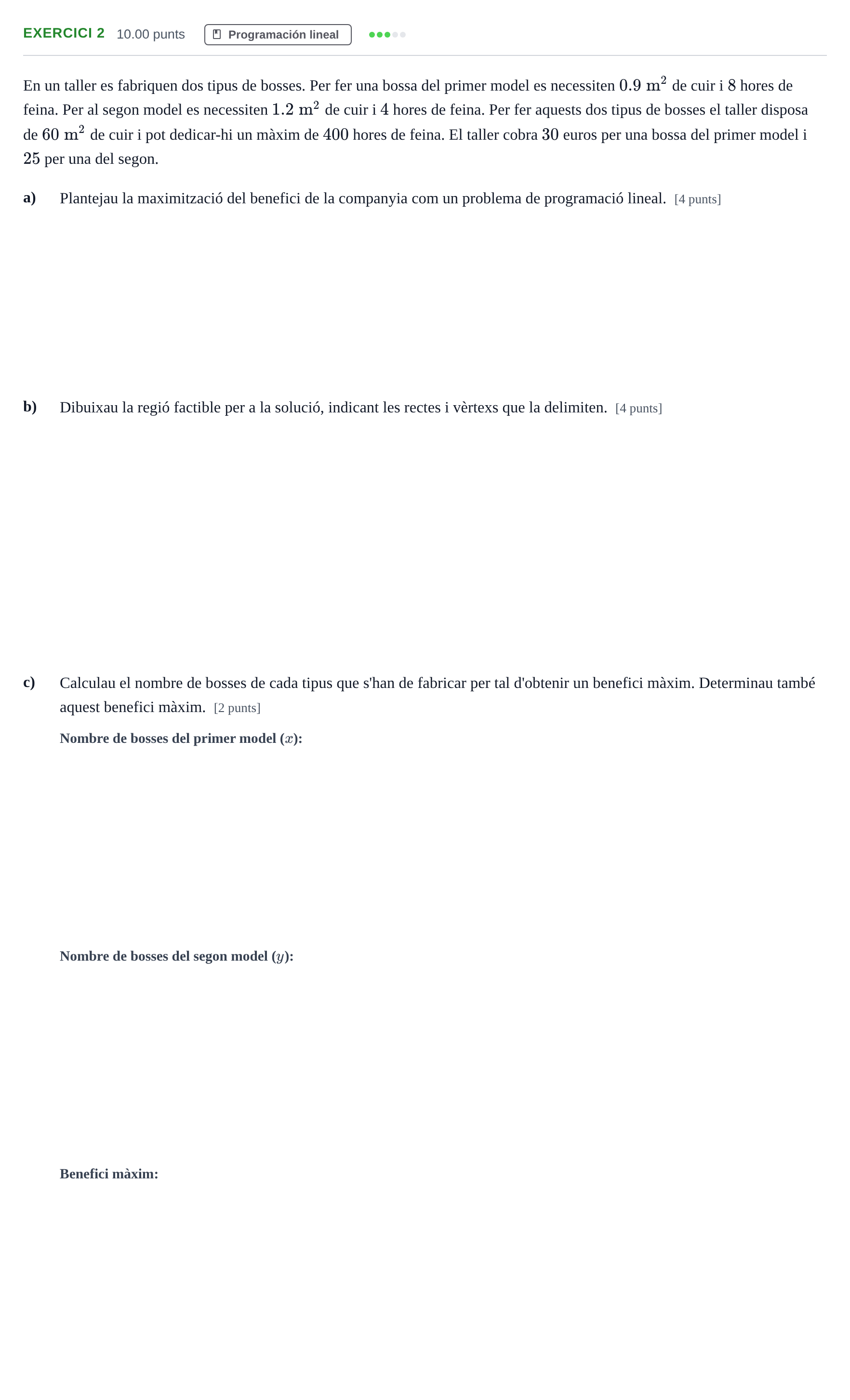 Enunciado: Problema 2 · Matemáticas aplicadas a las Ciencias Sociales II PAU Baleares Ordinaria 2022