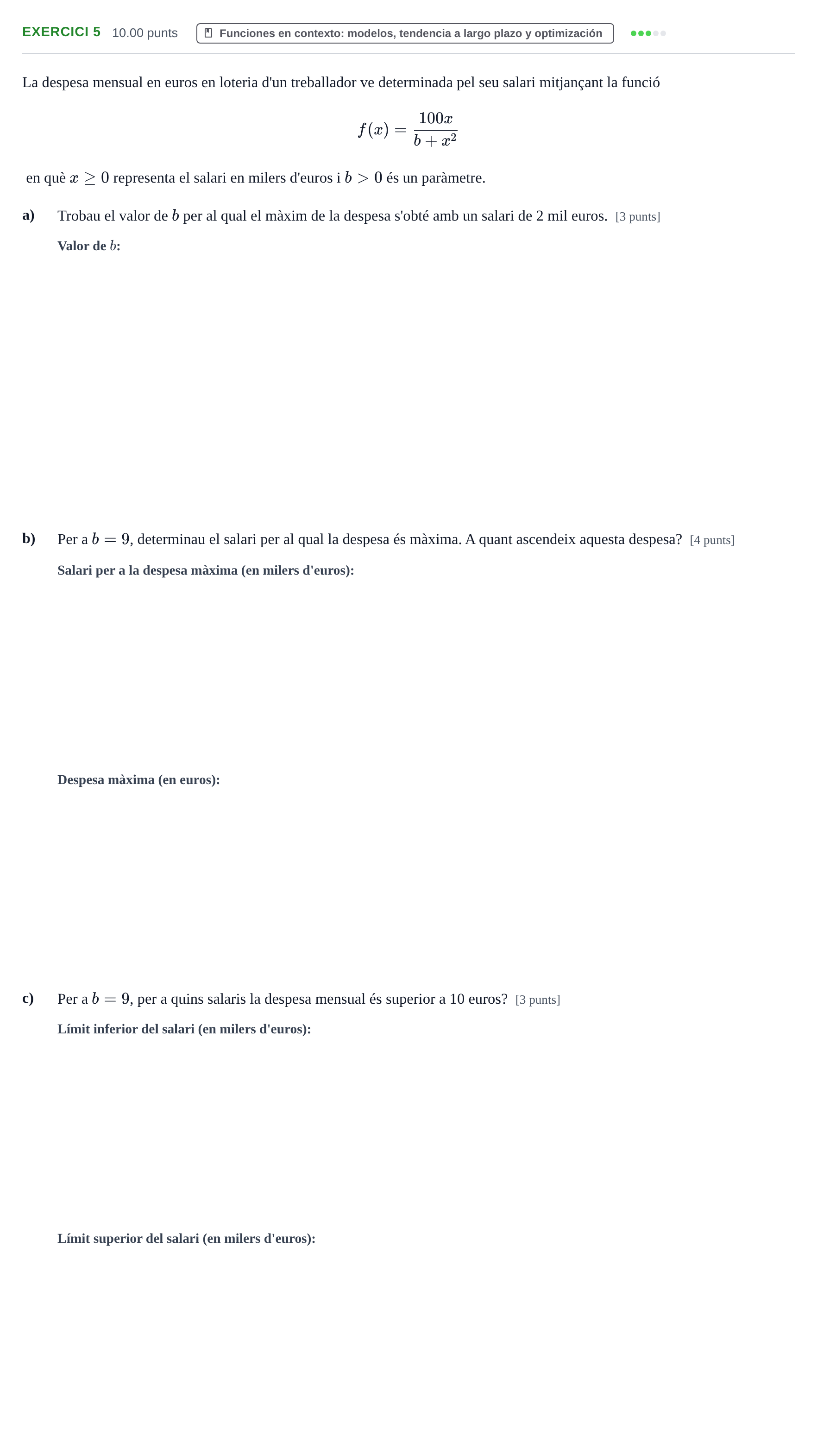 Enunciado: Problema 5 · Matemáticas aplicadas a las Ciencias Sociales II PAU Baleares Ordinaria 2022