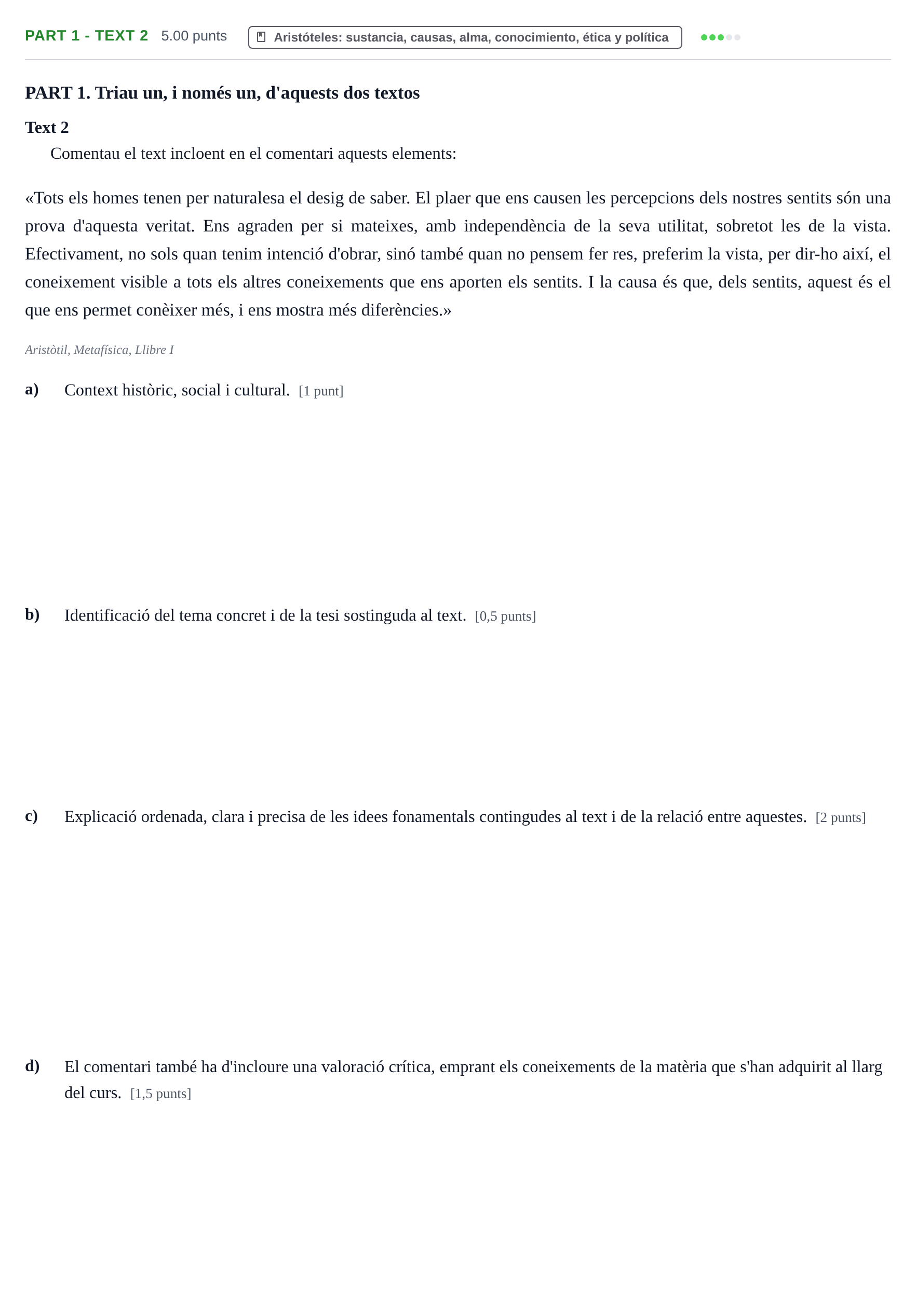 Enunciado: Part 1 - Text 2 · Historia de la Filosofía PAU Baleares Extraordinaria 2021