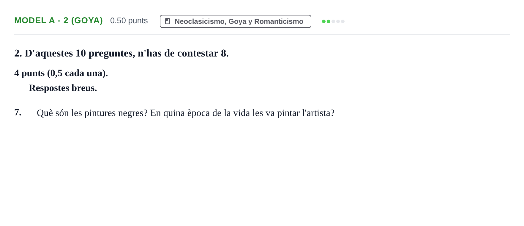 Enunciado: Ejercicio Model A - 2 (Goya) · Fundamentos Artísticos PAU Baleares Ordinaria 2021