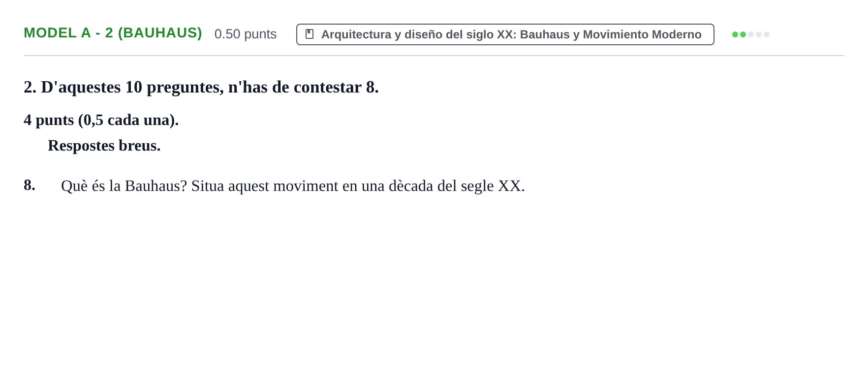 Enunciado: Ejercicio Model A - 2 (Bauhaus) · Fundamentos Artísticos PAU Baleares Ordinaria 2021