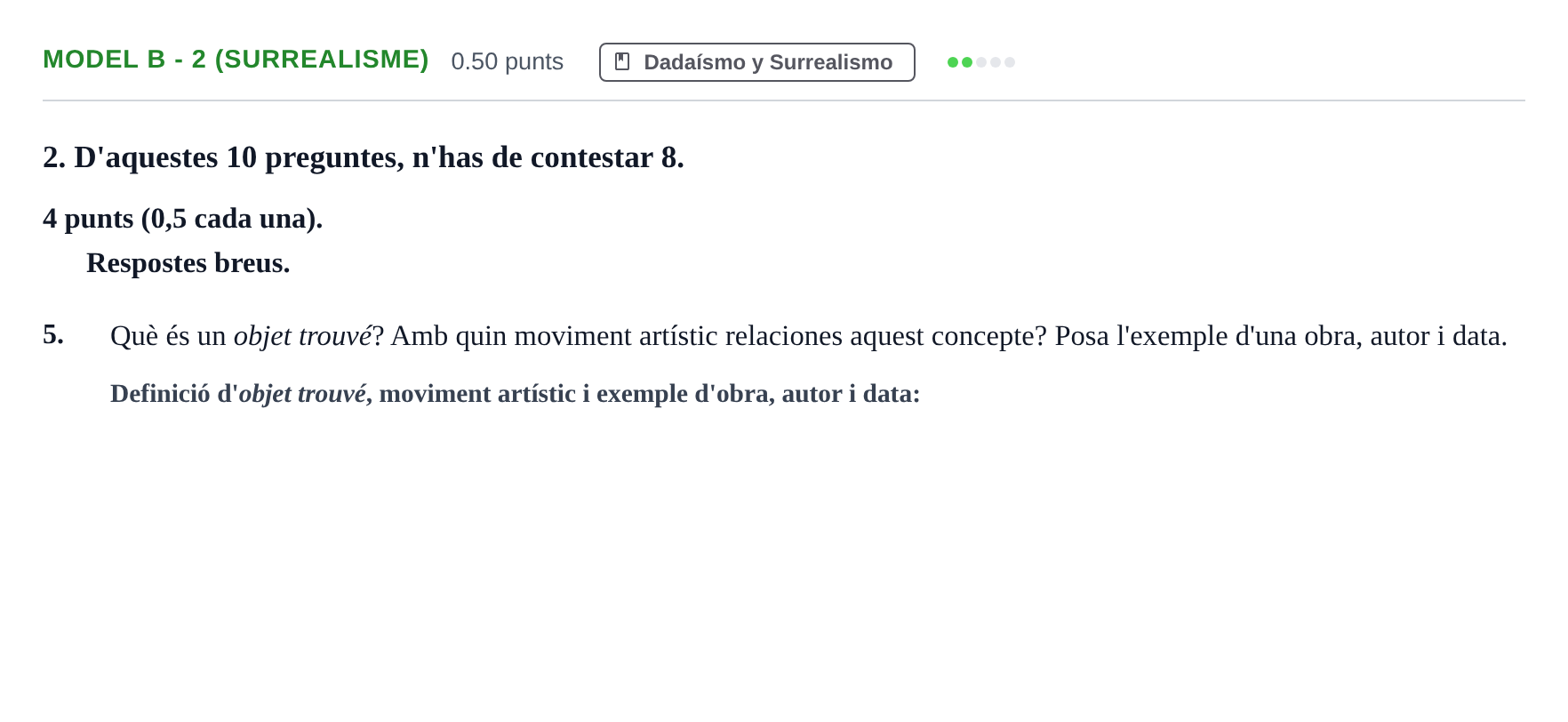 Enunciado: Ejercicio Model B - 2 (Surrealisme) · Fundamentos Artísticos PAU Baleares Ordinaria 2021