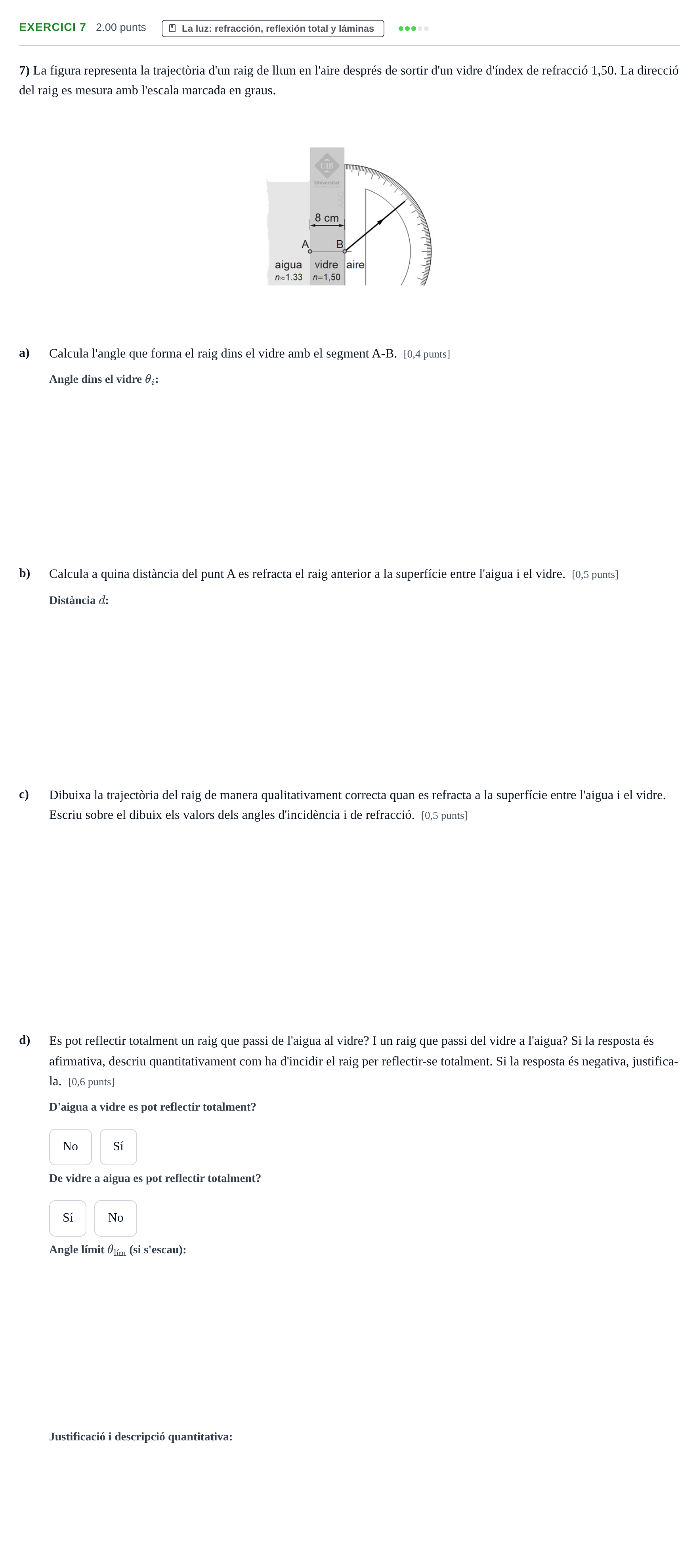 Enunciado: Problema 7 · Física PAU Baleares Extraordinaria 2021