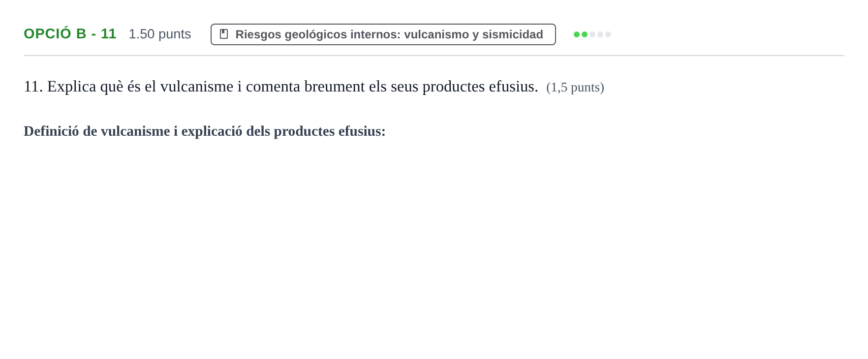 Enunciado: Ejercicio Opció B - 11 · Geología y Ciencias Ambientales PAU Baleares Extraordinaria 2021