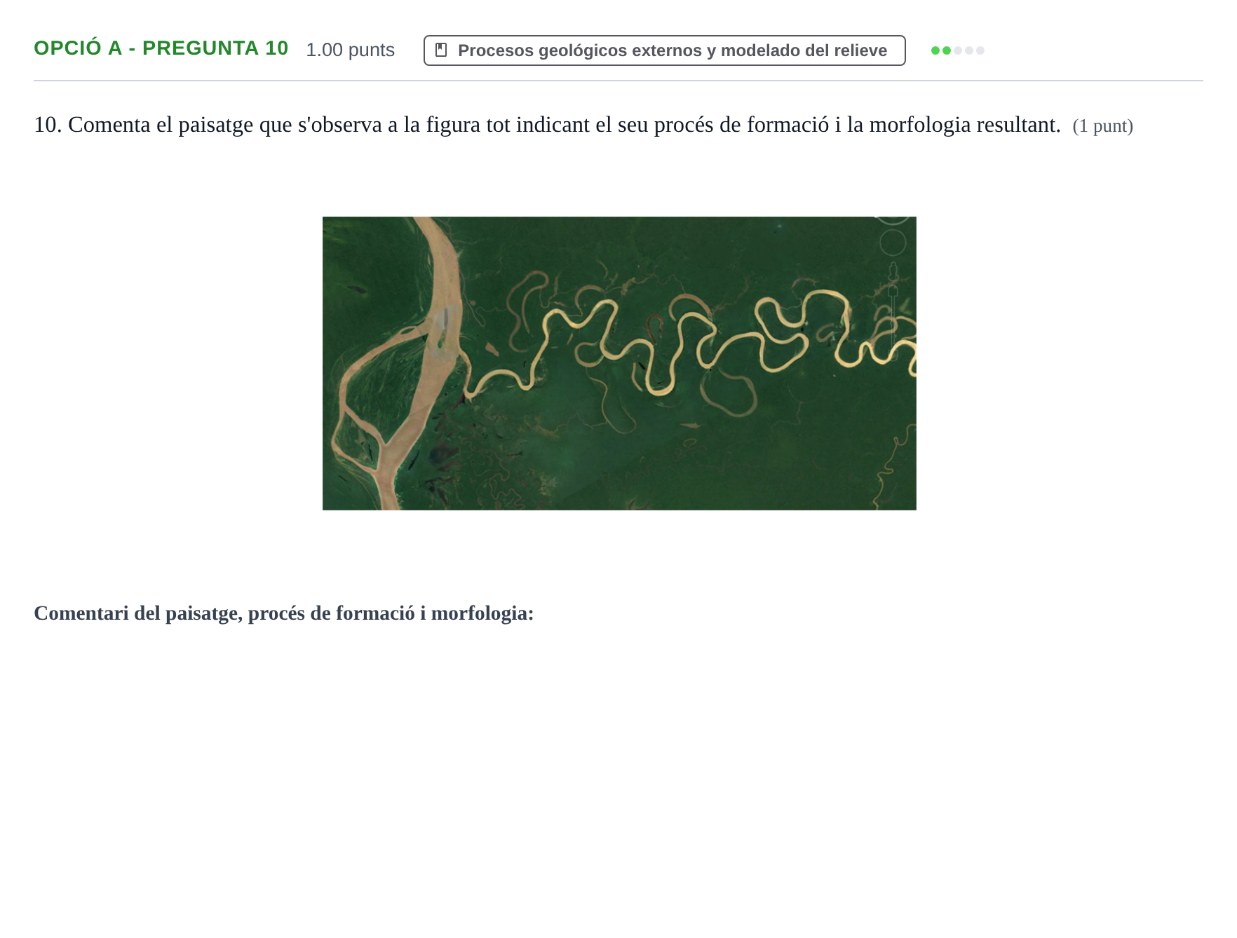 Enunciado: Ejercicio Opció A - Pregunta 10 · Geología y Ciencias Ambientales PAU Baleares Ordinaria 2021