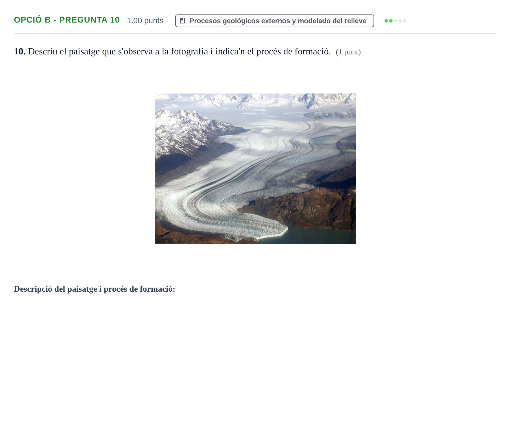 Enunciado: Ejercicio Opció B - Pregunta 10 · Geología y Ciencias Ambientales PAU Baleares Ordinaria 2021