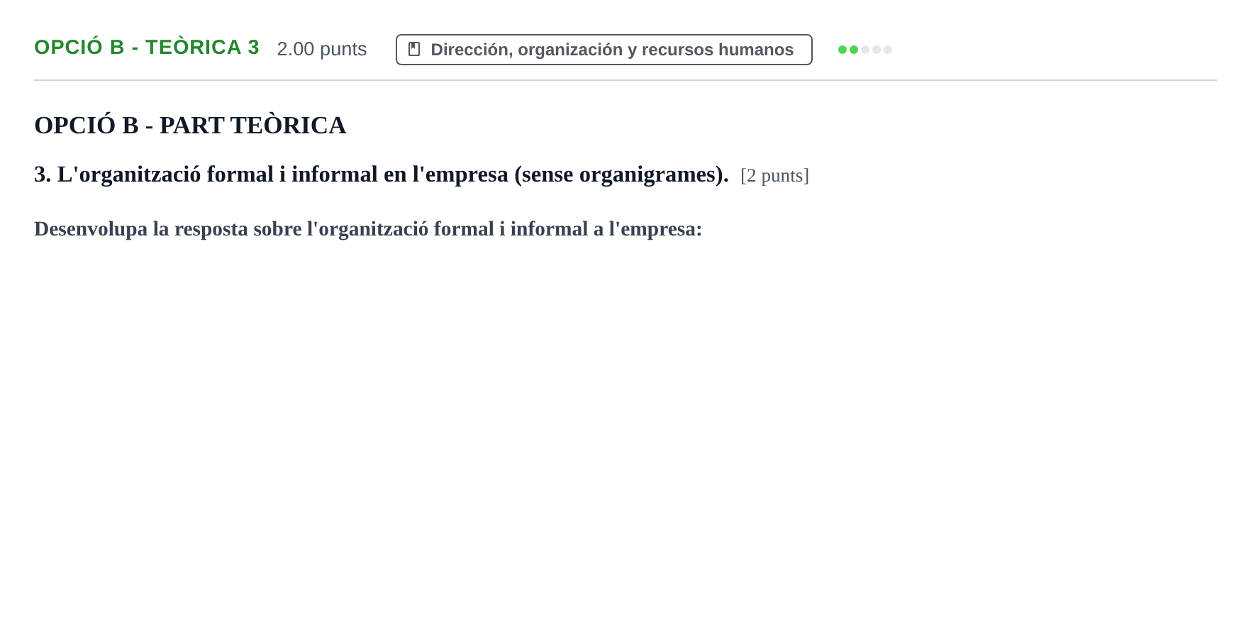Enunciado: Ejercicio Opció B - Teòrica 3 · Empresa y Diseño de Modelos de Negocio PAU Baleares Extraordinaria 2021