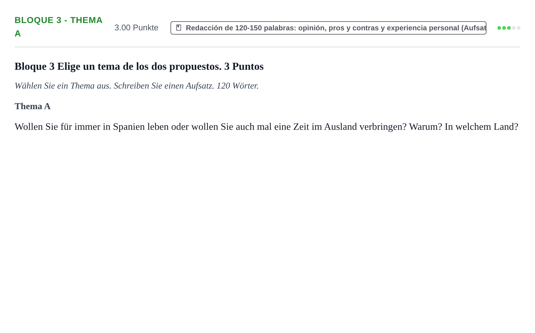 Enunciado: Bloque 3 - Thema A · Alemán PAU La Rioja Ordinaria 2022