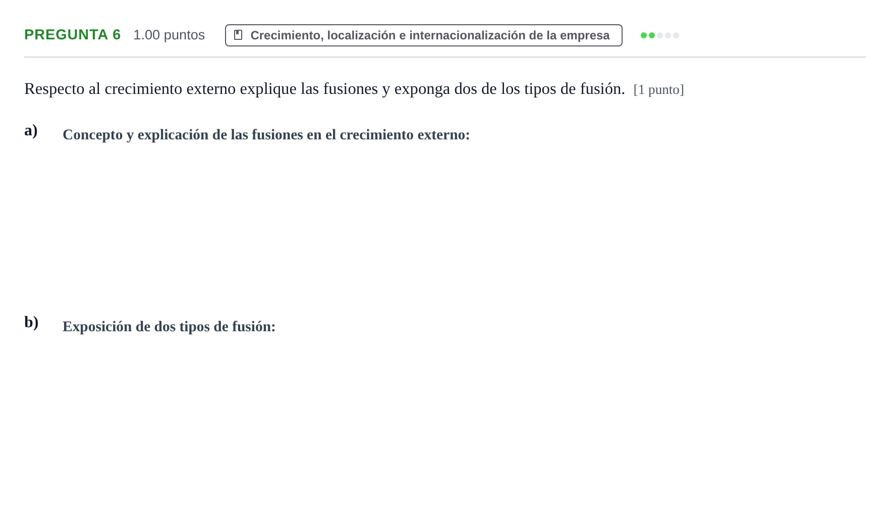Enunciado: Pregunta 6 · Empresa y Diseño de Modelos de Negocio PAU La Rioja Ordinaria 2022