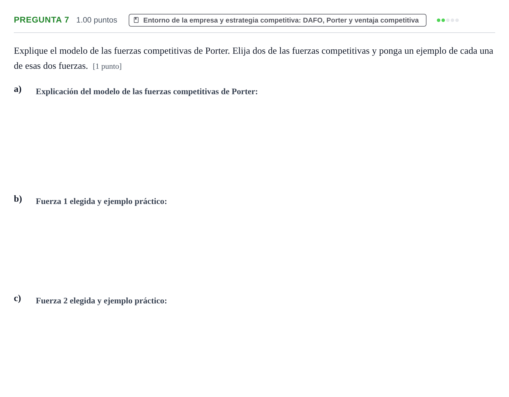 Enunciado: Pregunta 7 · Empresa y Diseño de Modelos de Negocio PAU La Rioja Ordinaria 2022