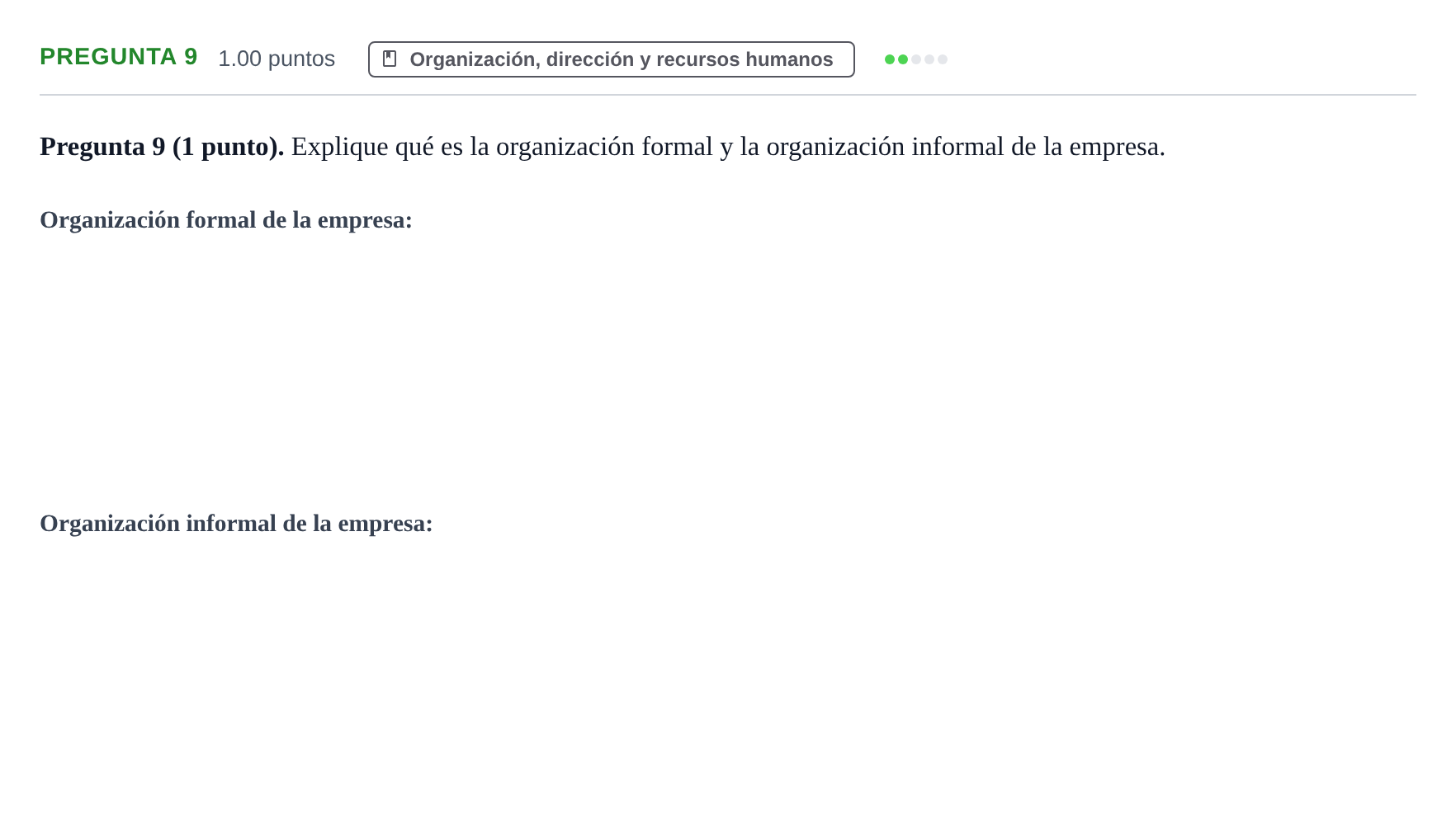 Enunciado: Pregunta 9 · Empresa y Diseño de Modelos de Negocio PAU La Rioja Ordinaria 2022