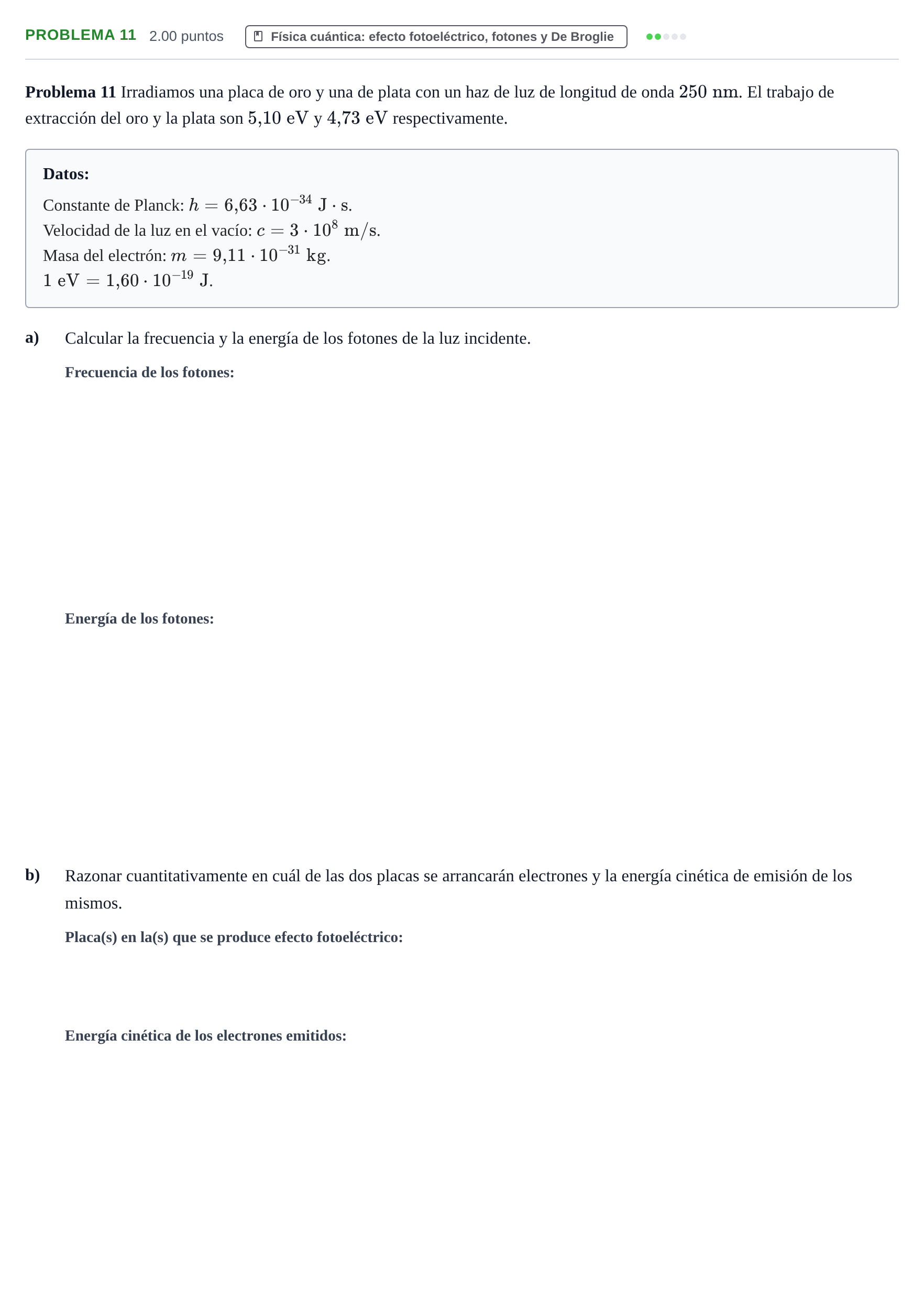 Enunciado: Problema 11 · Física PAU La Rioja Extraordinaria 2022