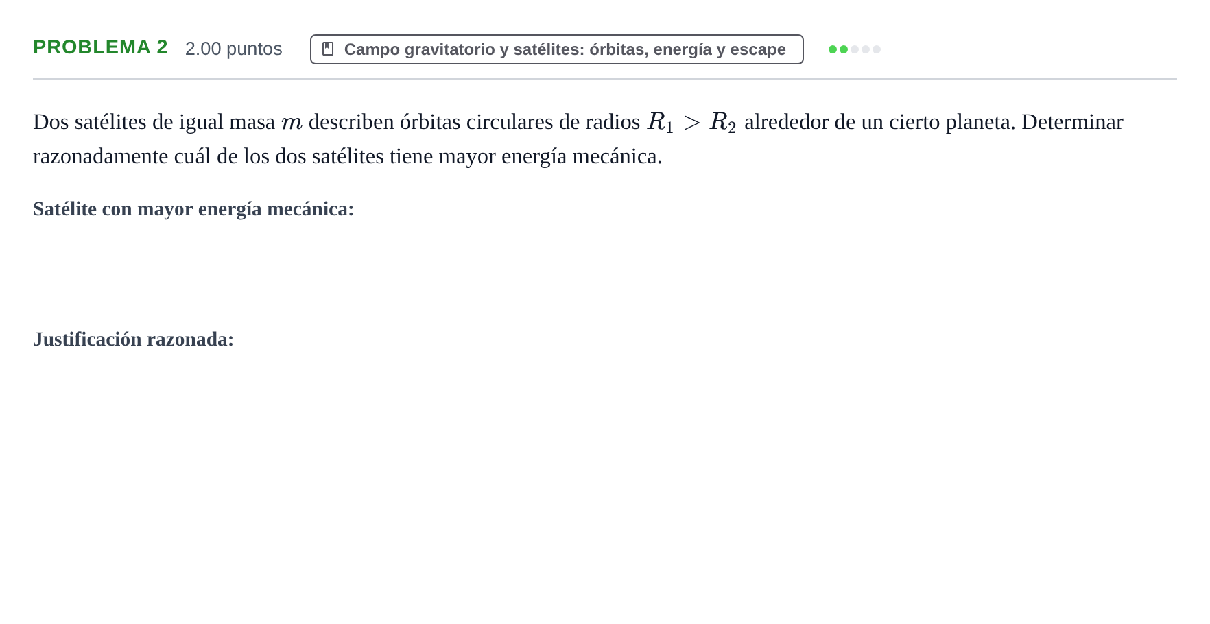 Enunciado: Problema 2 · Física PAU La Rioja Ordinaria 2022