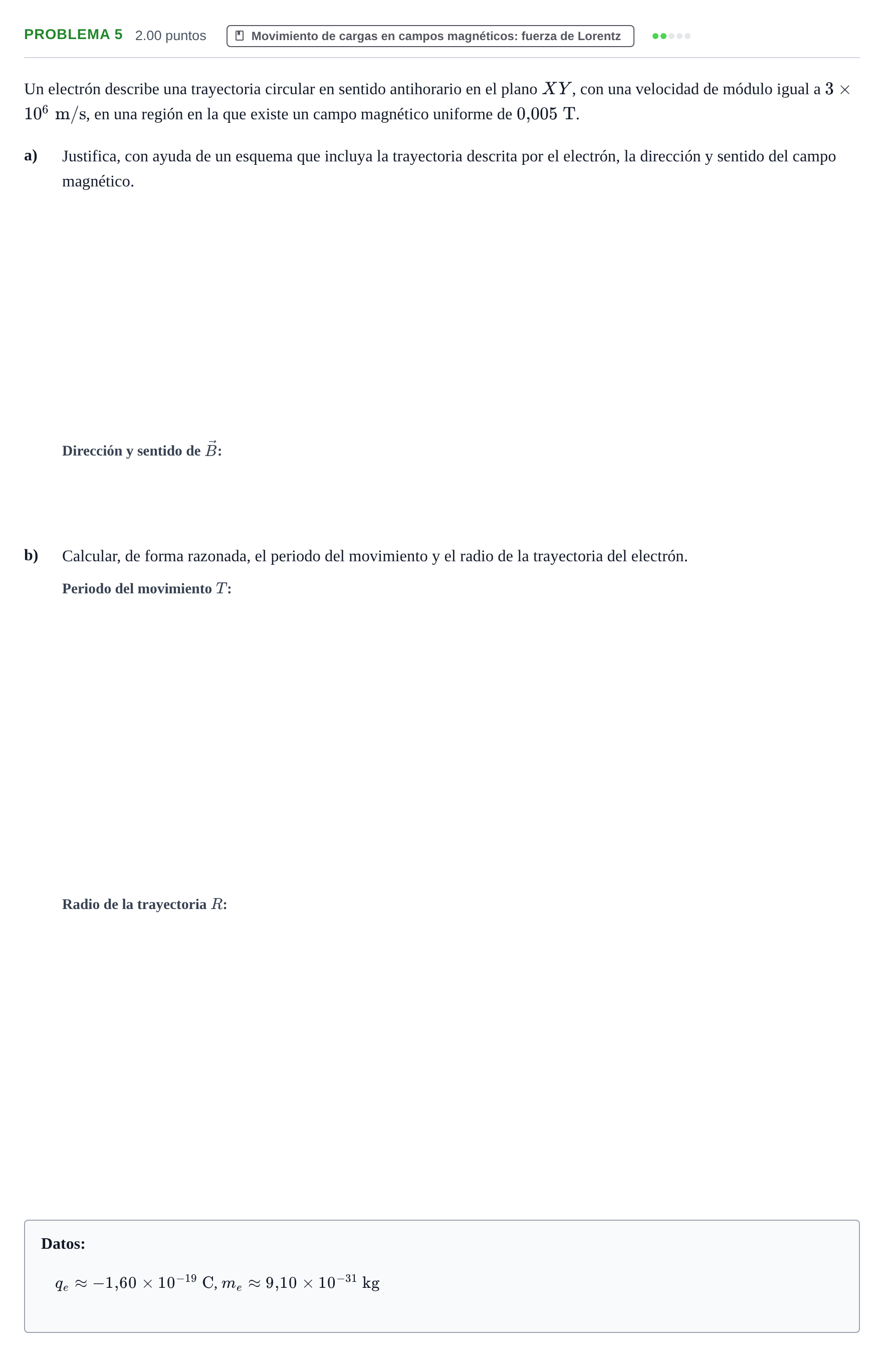 Enunciado: Problema 5 · Física PAU La Rioja Ordinaria 2022
