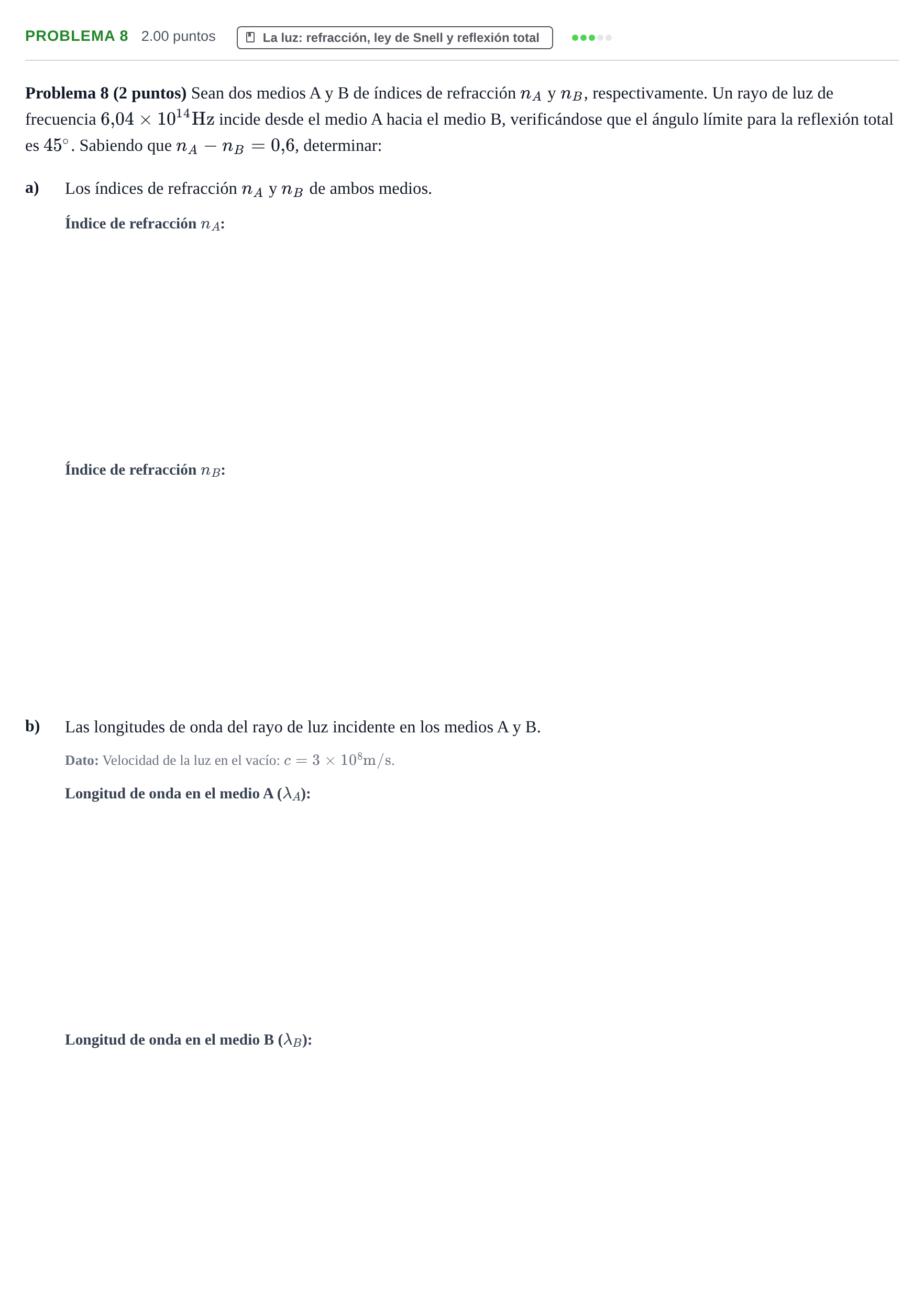 Enunciado: Problema 8 · Física PAU La Rioja Ordinaria 2022