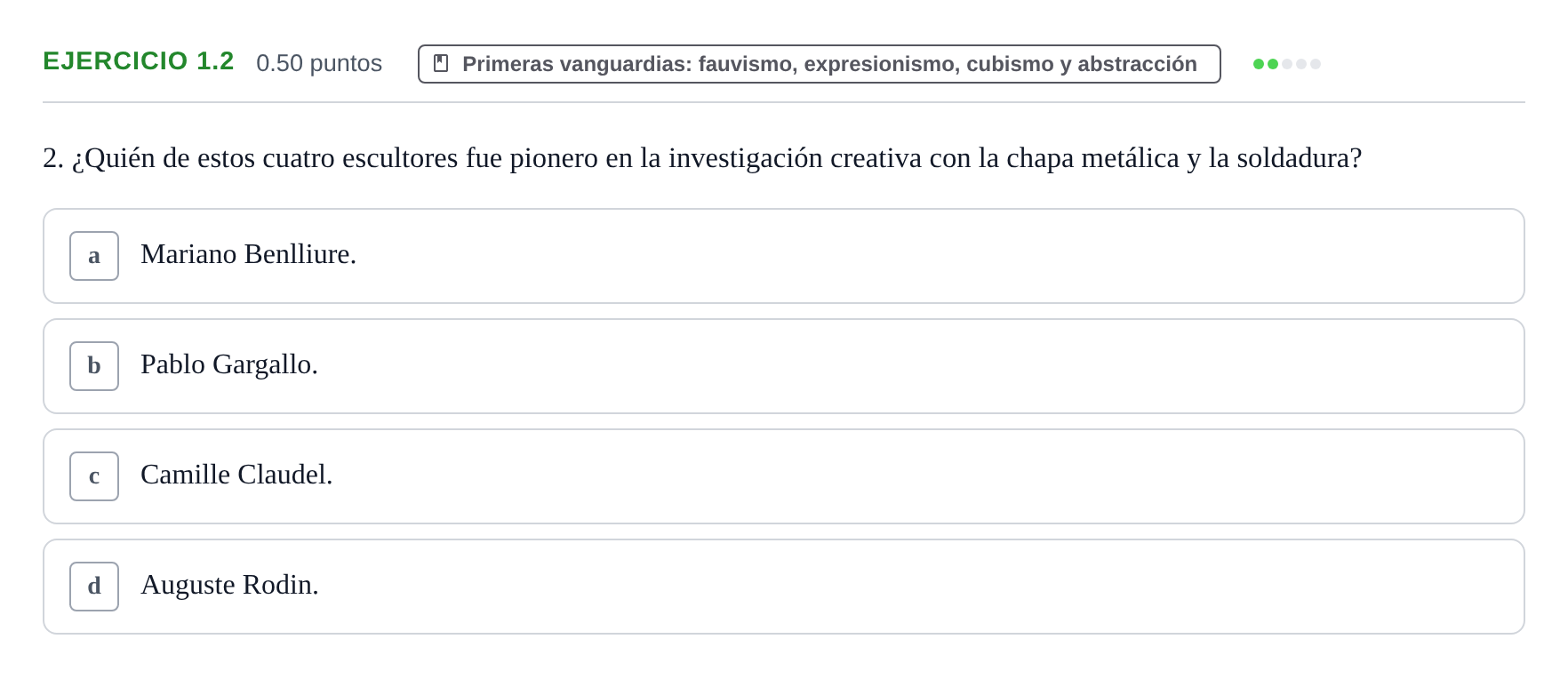 Enunciado: Ejercicio 1.2 · Fundamentos Artísticos PAU La Rioja Extraordinaria 2022