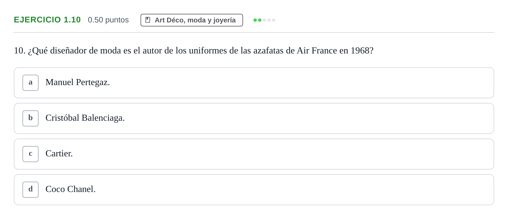 Enunciado: Ejercicio 1.10 · Fundamentos Artísticos PAU La Rioja Ordinaria 2022