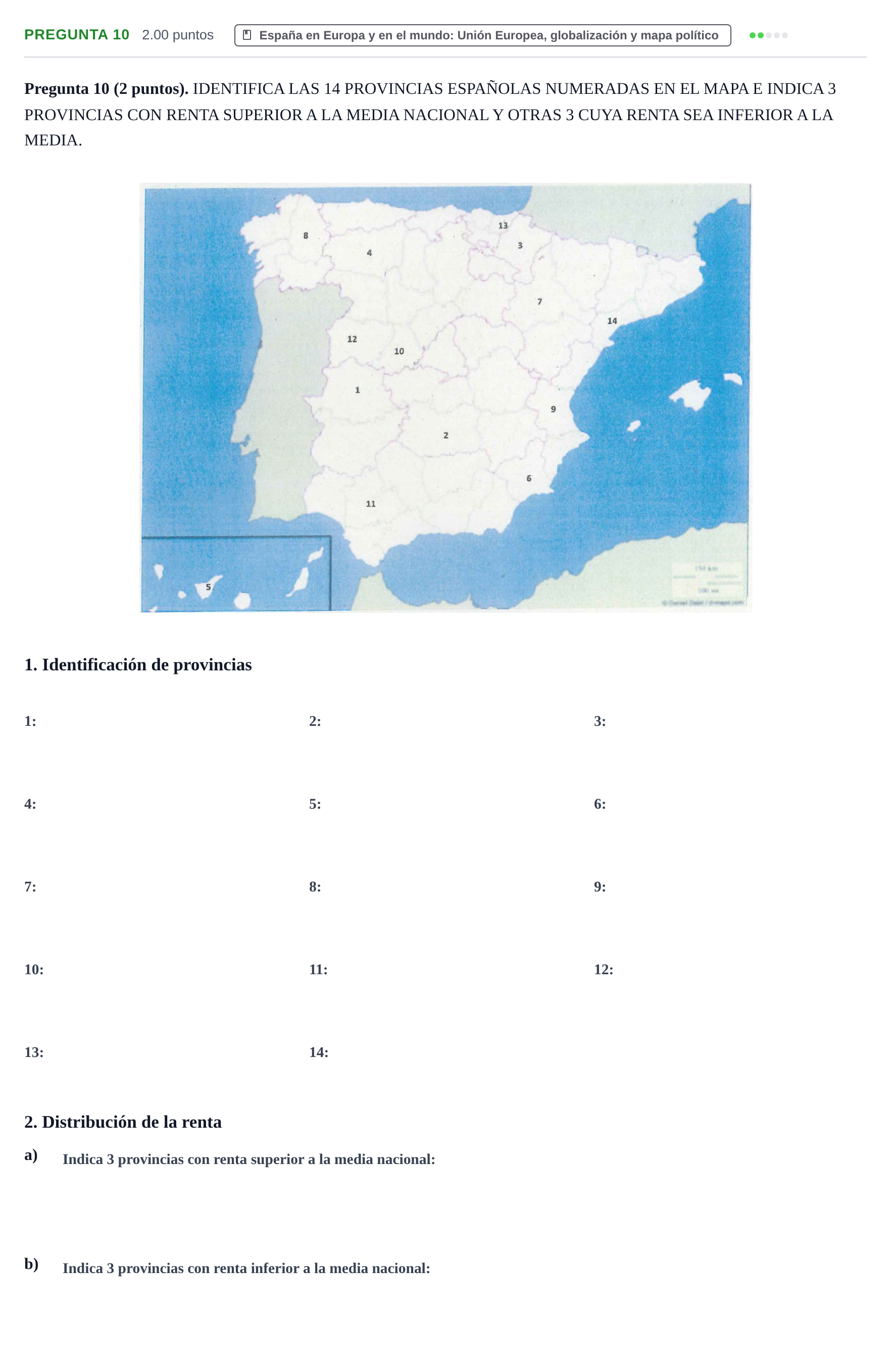 Enunciado: Pregunta 10 · Geografía PAU La Rioja Extraordinaria 2022