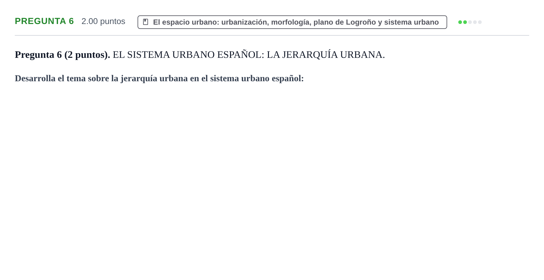 Enunciado: Pregunta 6 · Geografía PAU La Rioja Extraordinaria 2022