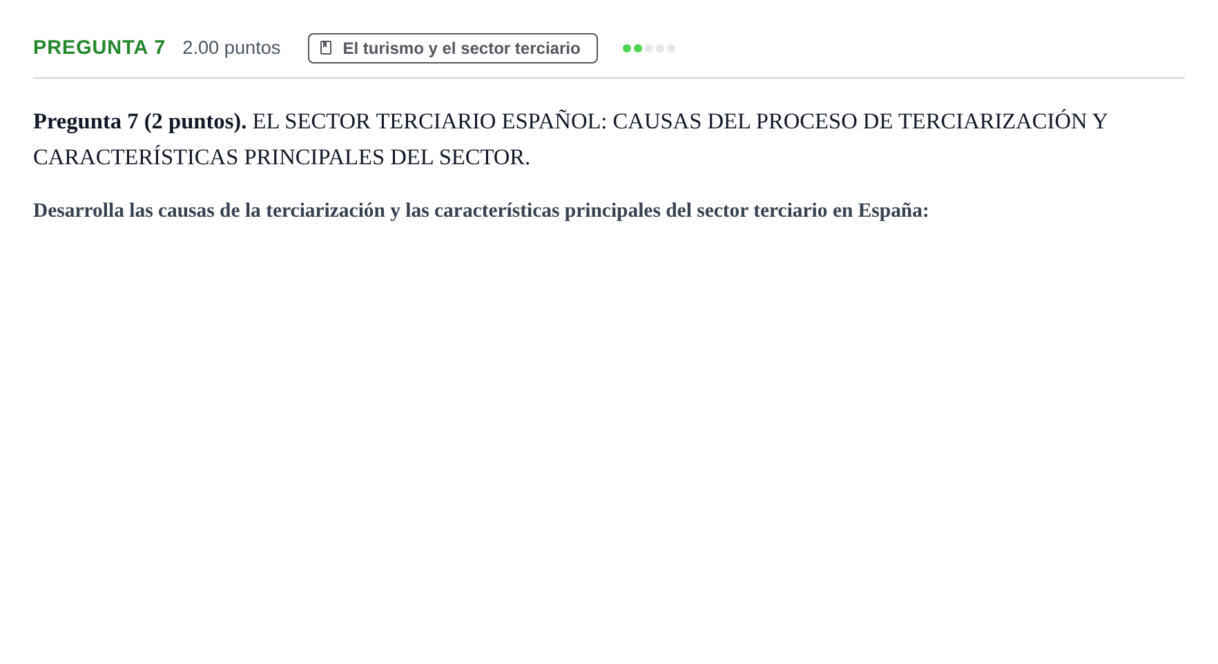 Enunciado: Pregunta 7 · Geografía PAU La Rioja Extraordinaria 2022