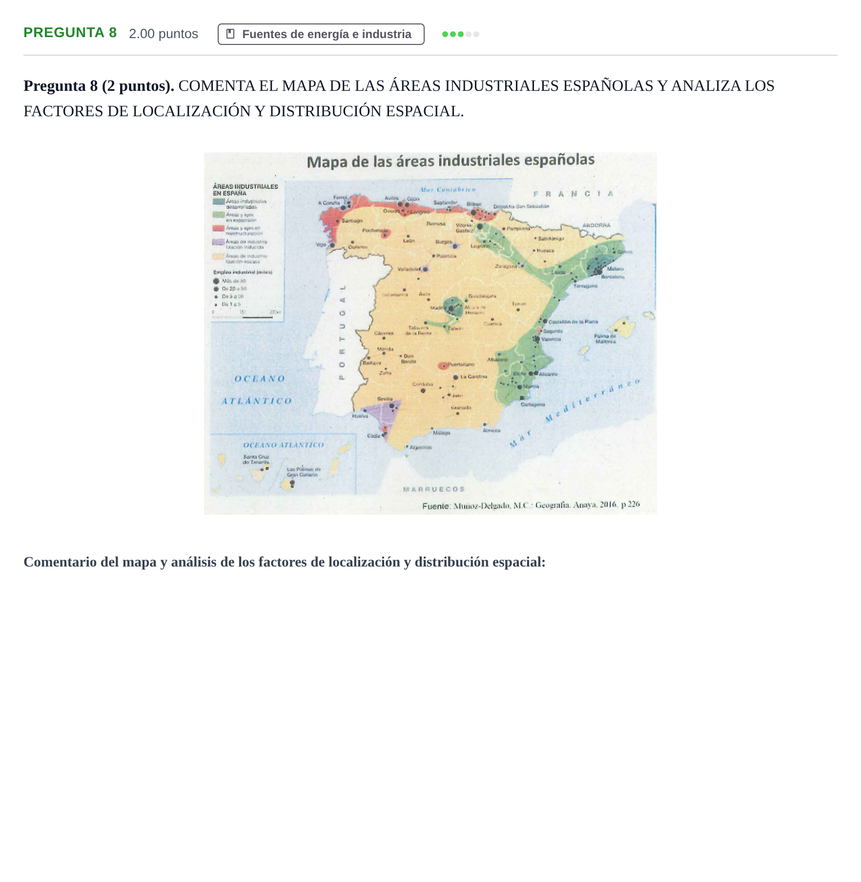 Enunciado: Pregunta 8 · Geografía PAU La Rioja Extraordinaria 2022