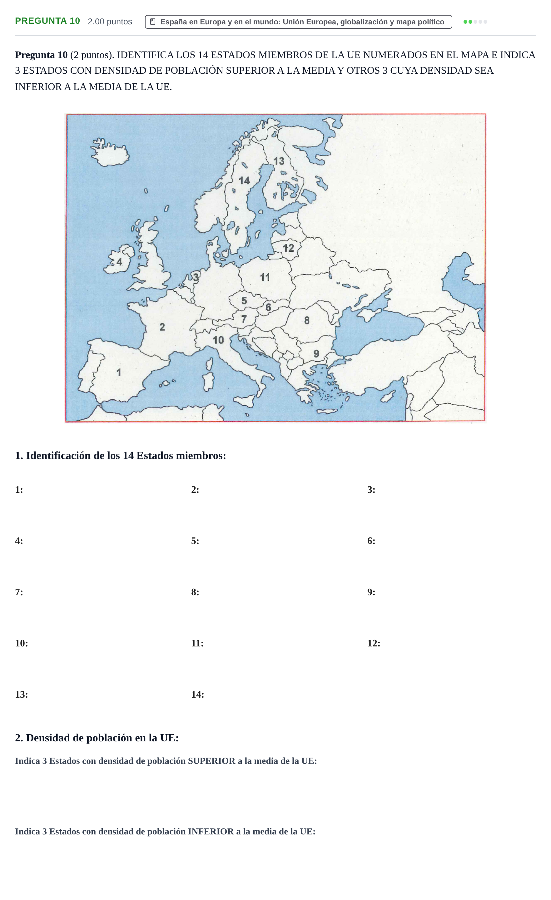 Enunciado: Pregunta 10 · Geografía PAU La Rioja Ordinaria 2022
