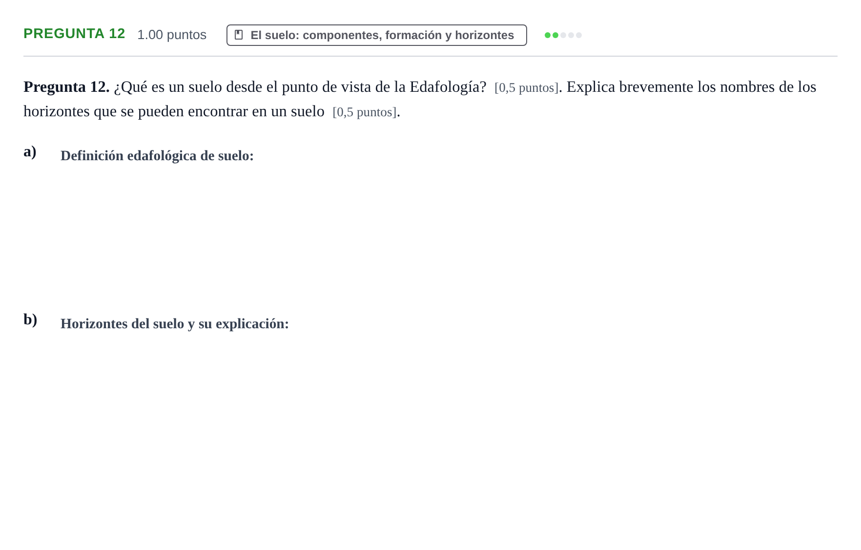Enunciado: Pregunta 12 · Geología y Ciencias Ambientales PAU La Rioja Extraordinaria 2022