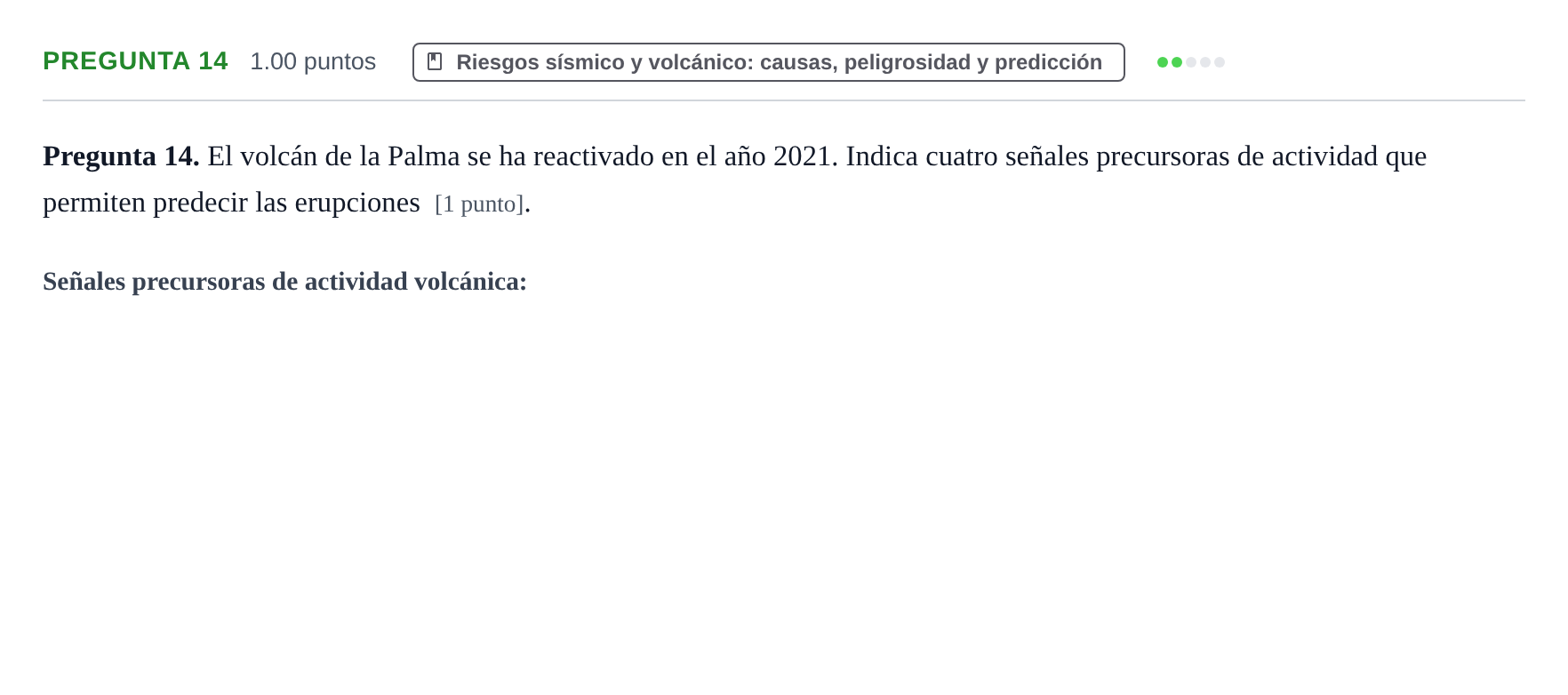 Enunciado: Pregunta 14 · Geología y Ciencias Ambientales PAU La Rioja Ordinaria 2022