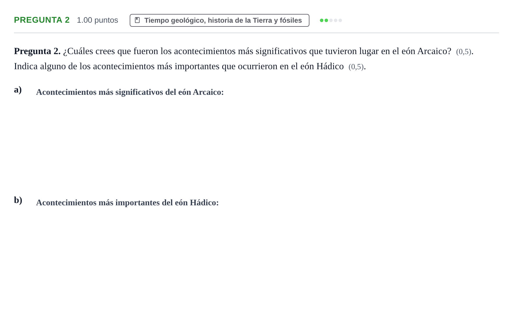 Enunciado: Pregunta 2 · Geología y Ciencias Ambientales PAU La Rioja Ordinaria 2022