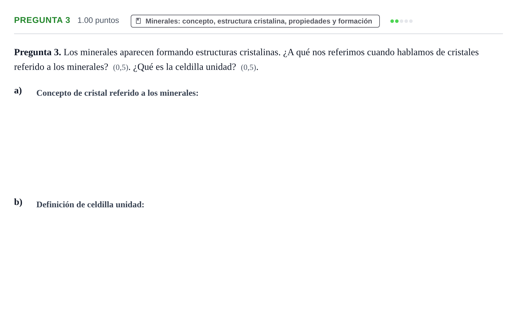 Enunciado: Pregunta 3 · Geología y Ciencias Ambientales PAU La Rioja Ordinaria 2022