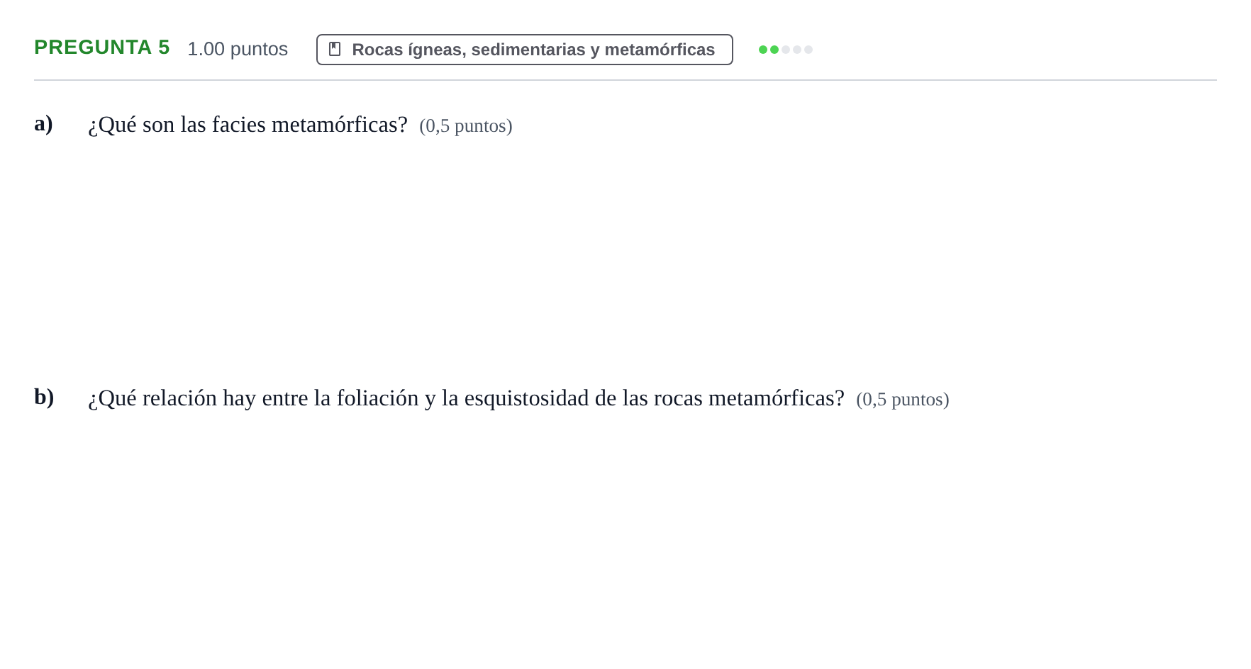 Enunciado: Pregunta 5 · Geología y Ciencias Ambientales PAU La Rioja Ordinaria 2022
