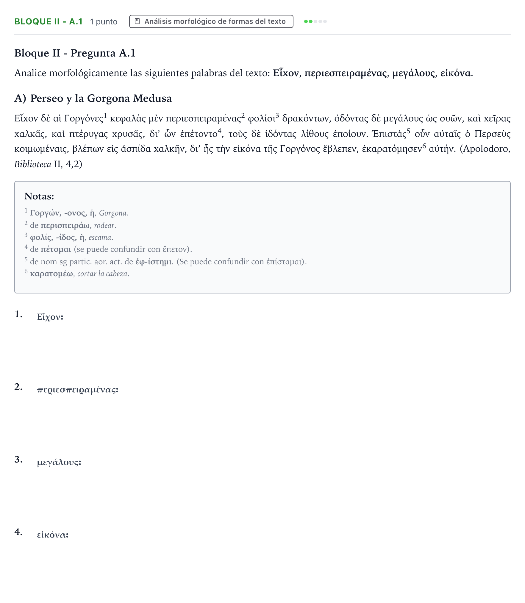 Enunciado: Bloque II - A.1 · Griego II PAU La Rioja Extraordinaria 2022