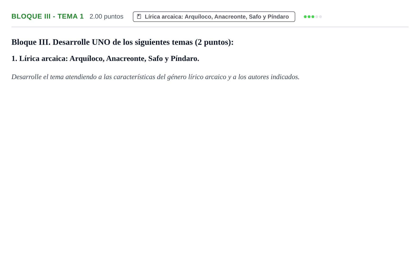 Enunciado: Bloque III - Tema 1 · Griego II PAU La Rioja Extraordinaria 2022