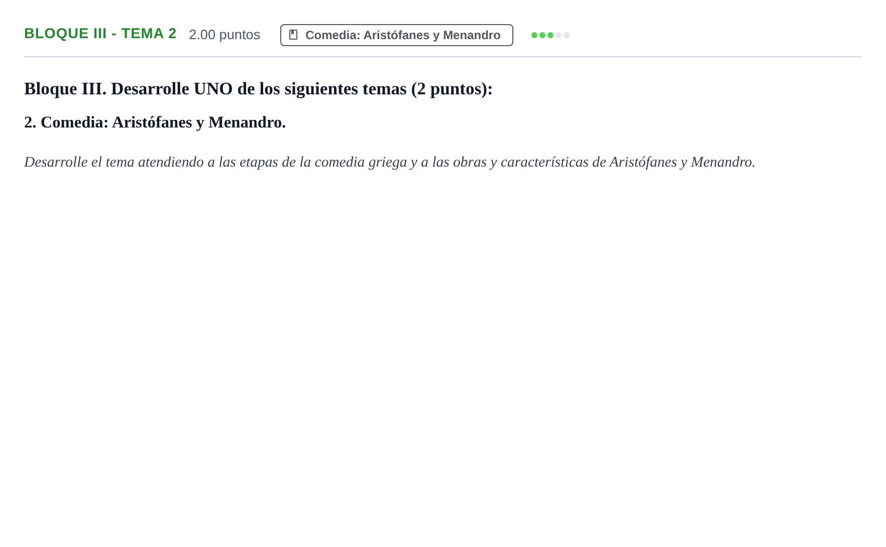 Enunciado: Bloque III - Tema 2 · Griego II PAU La Rioja Extraordinaria 2022