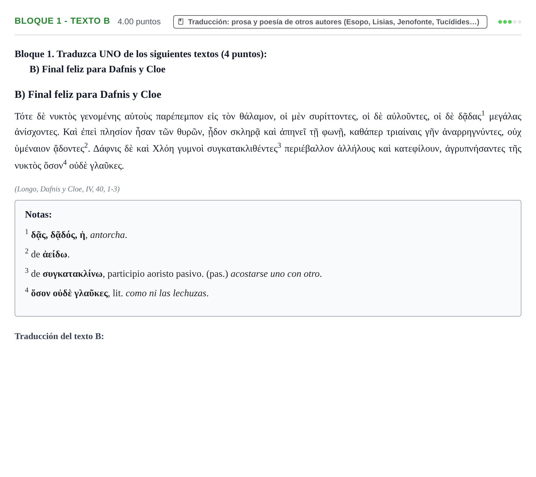 Enunciado: Bloque 1 - Texto B · Griego II PAU La Rioja Ordinaria 2022