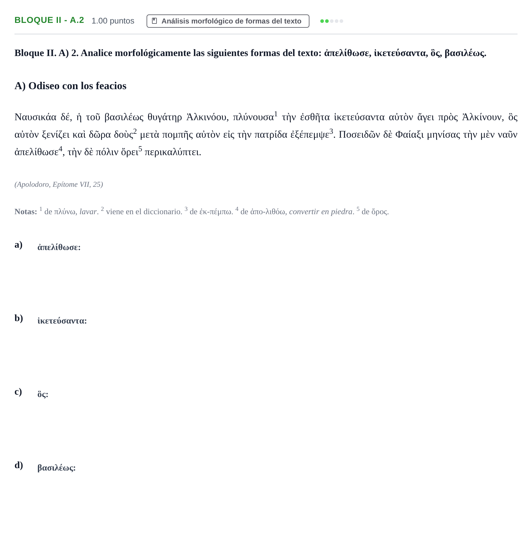 Enunciado: Bloque II - A.2 · Griego II PAU La Rioja Ordinaria 2022