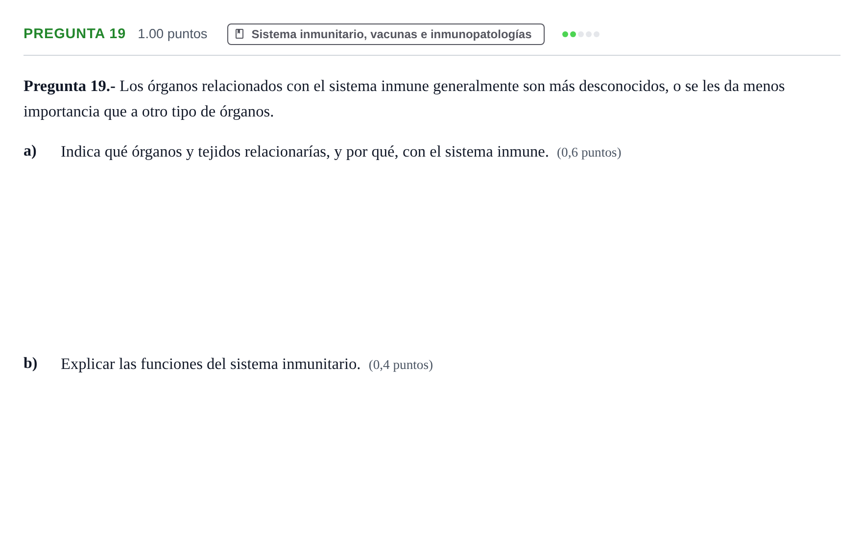 Enunciado: Pregunta 19 · Biología PAU La Rioja Extraordinaria 2022