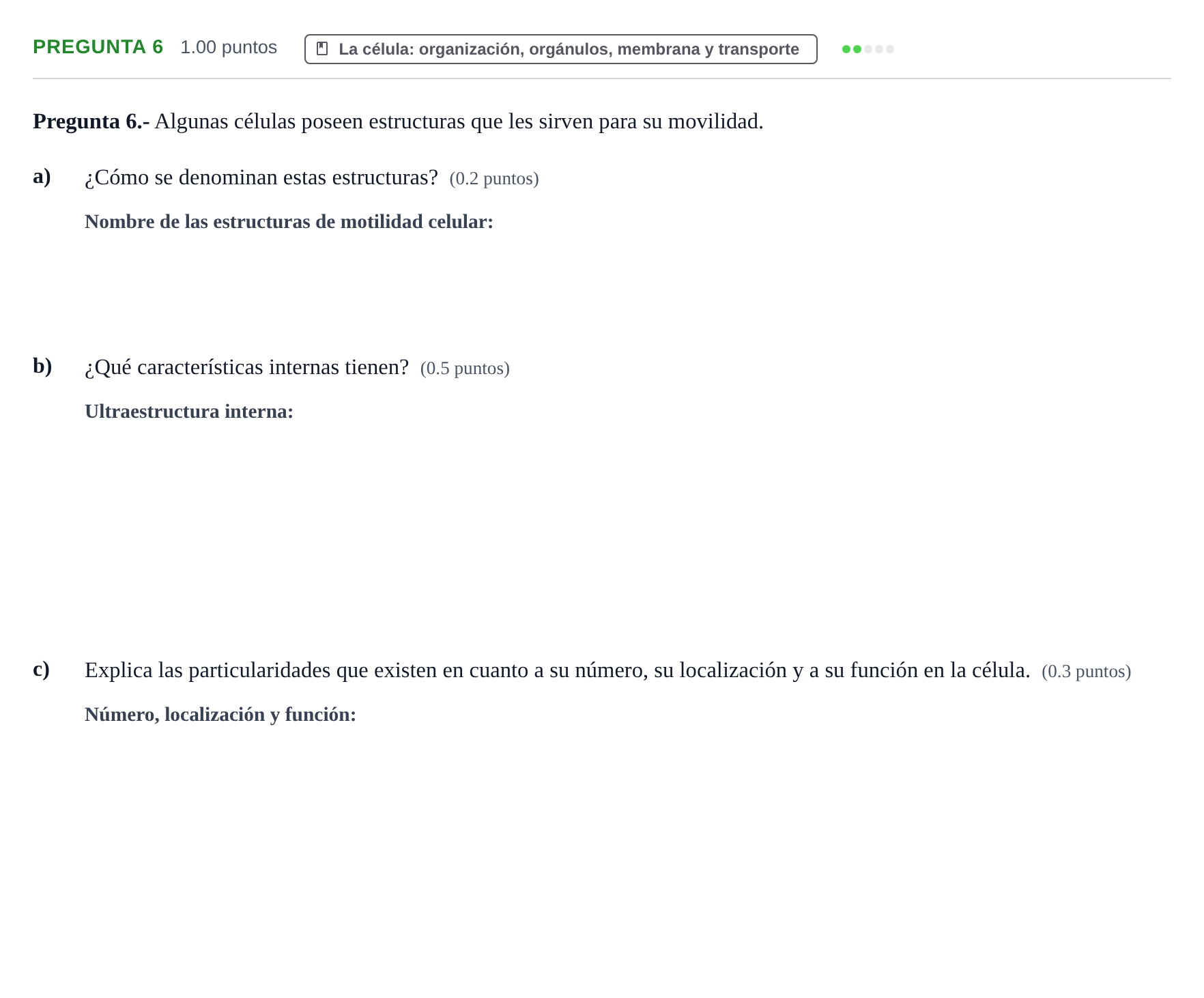 Enunciado: Pregunta 6 · Biología PAU La Rioja Extraordinaria 2022
