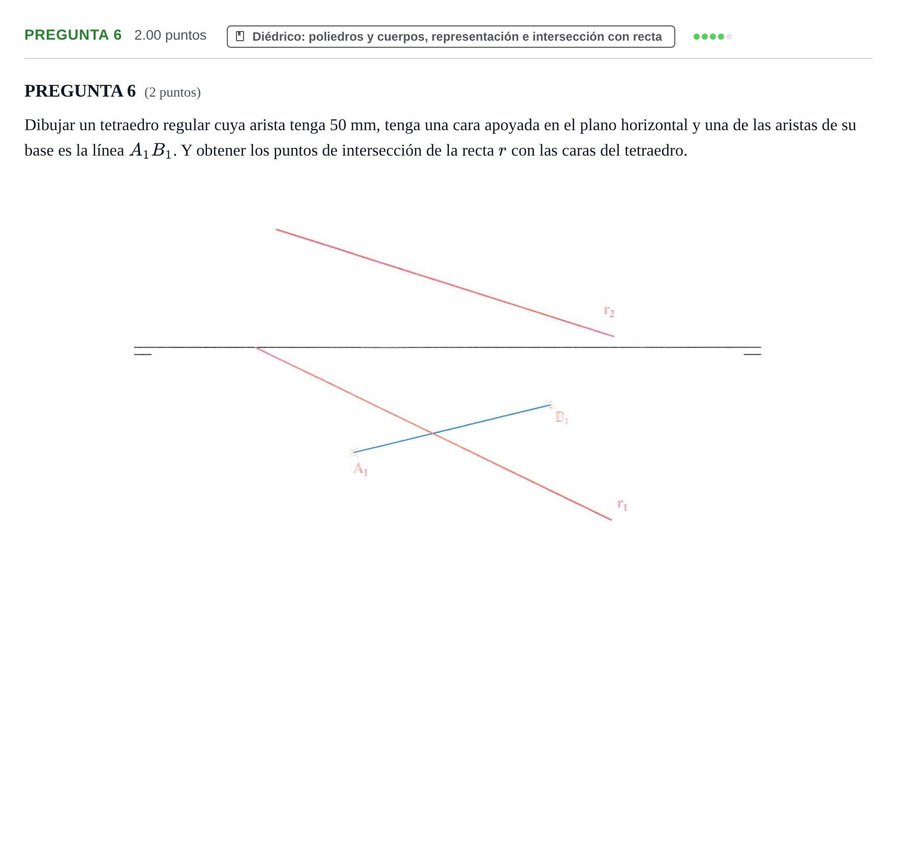Enunciado: PREGUNTA 6 · Dibujo técnico II PAU La Rioja Extraordinaria 2022