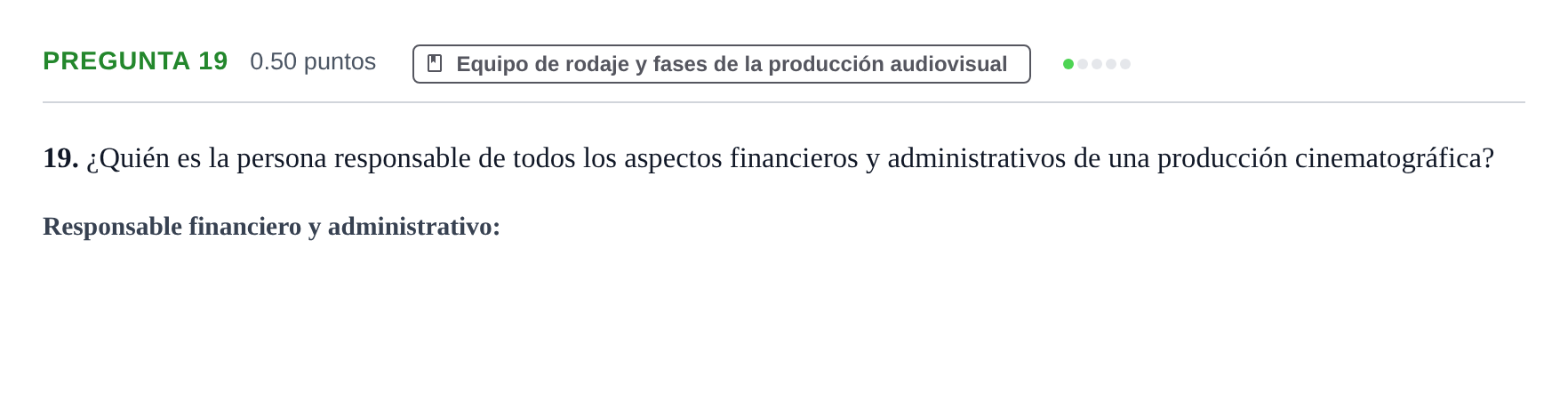 Enunciado: Pregunta 19 · Cultura Audiovisual II PAU La Rioja Extraordinaria 2022