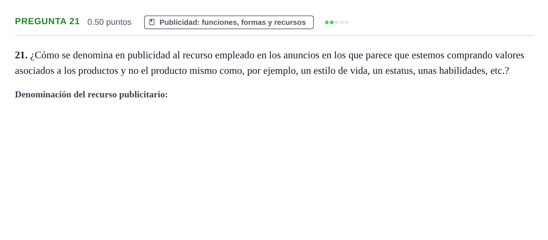Enunciado: Pregunta 21 · Cultura Audiovisual II PAU La Rioja Extraordinaria 2022