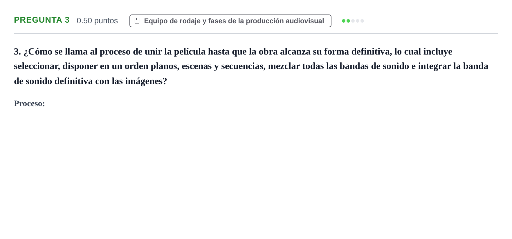 Enunciado: Pregunta 3 · Cultura Audiovisual II PAU La Rioja Extraordinaria 2022