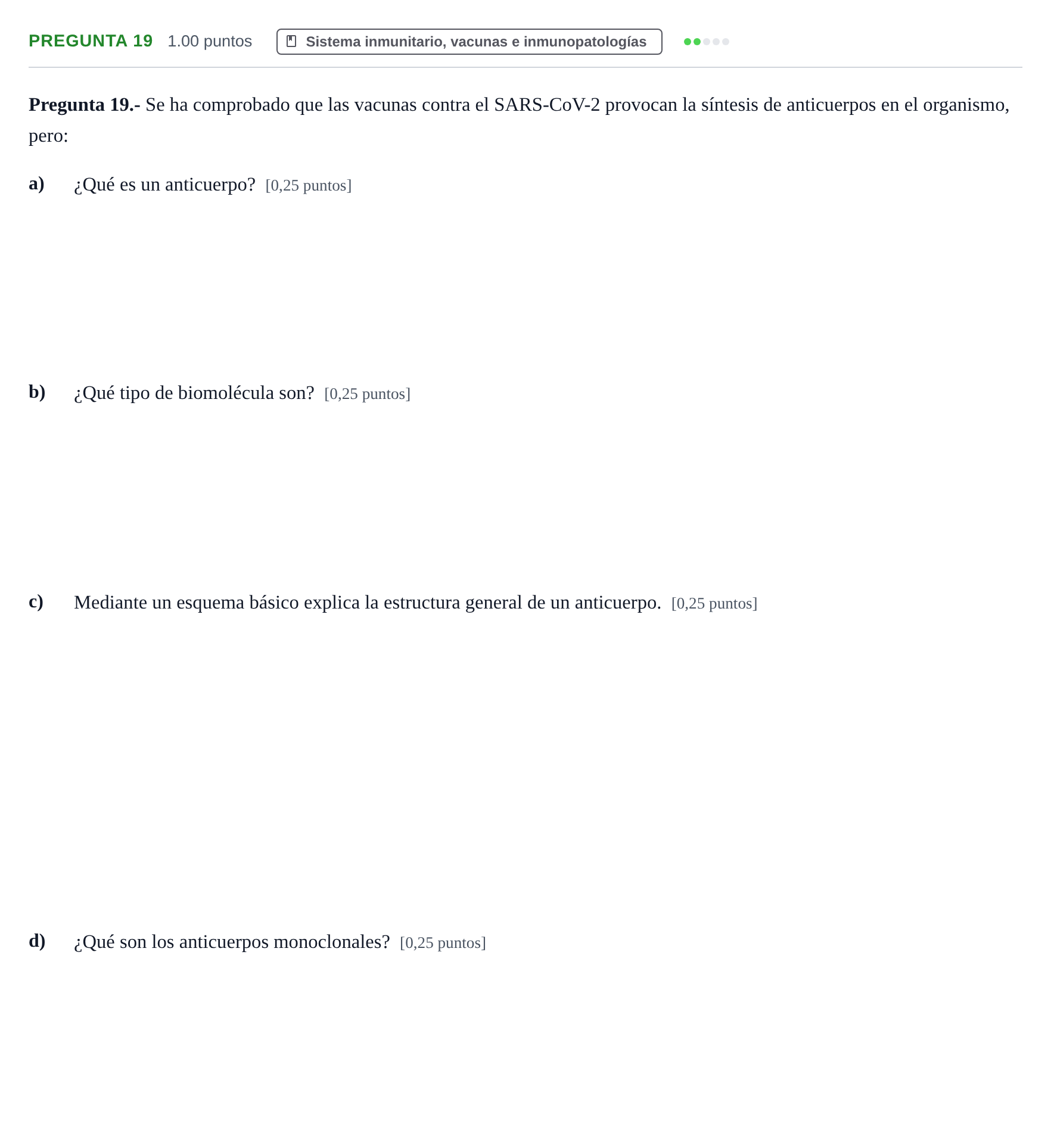 Enunciado: Pregunta 19 · Biología PAU La Rioja Ordinaria 2022