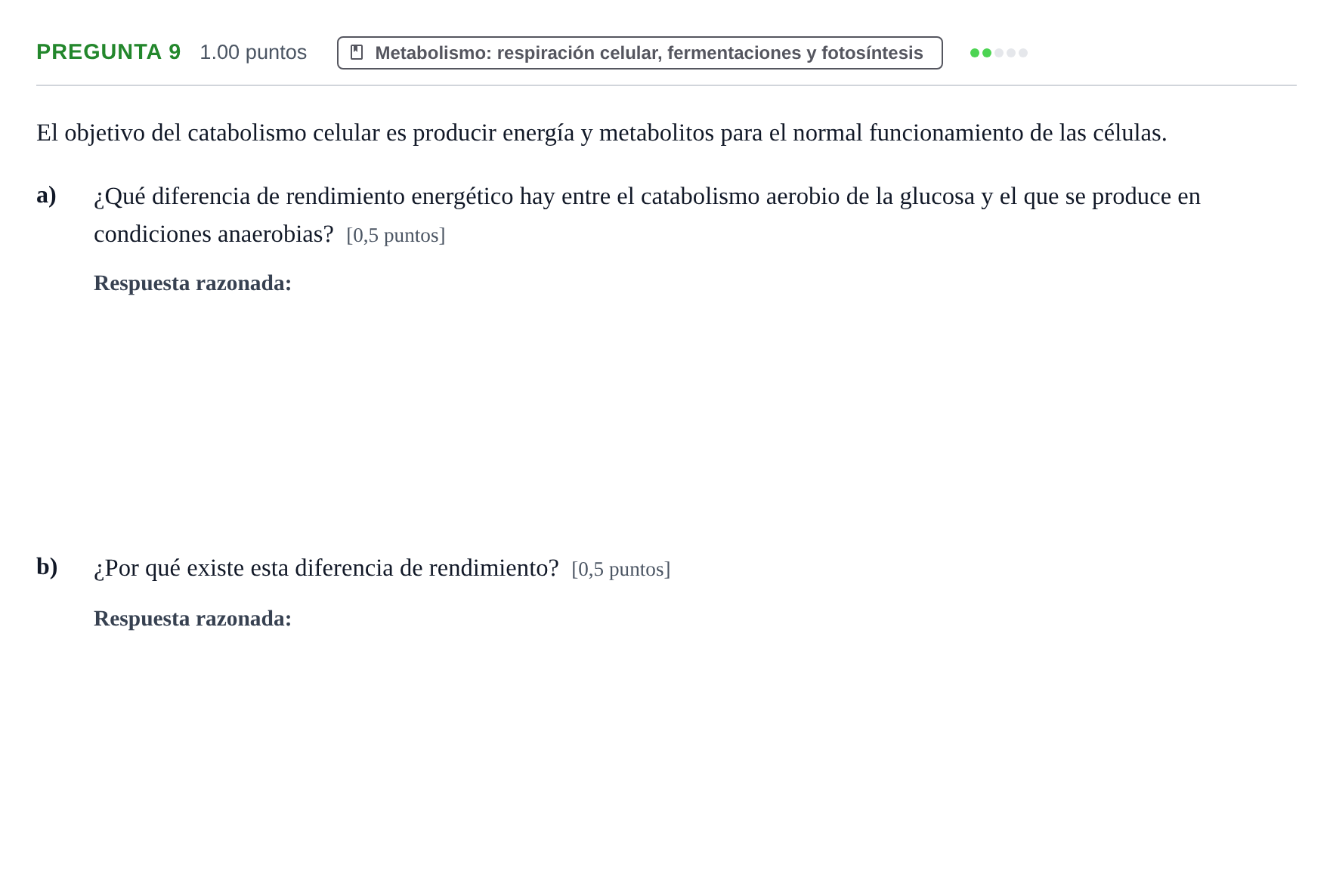 Enunciado: Pregunta 9 · Biología PAU La Rioja Ordinaria 2022