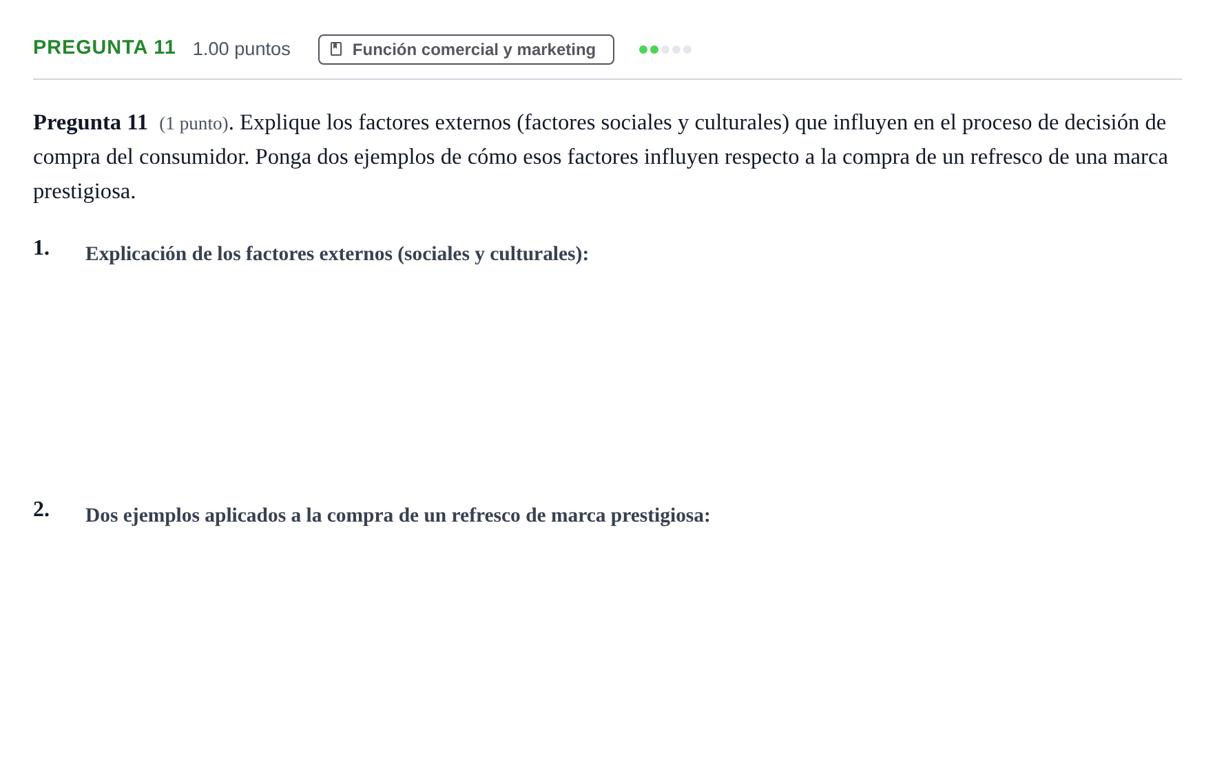 Enunciado: Pregunta 11 · Empresa y Diseño de Modelos de Negocio PAU La Rioja Extraordinaria 2022