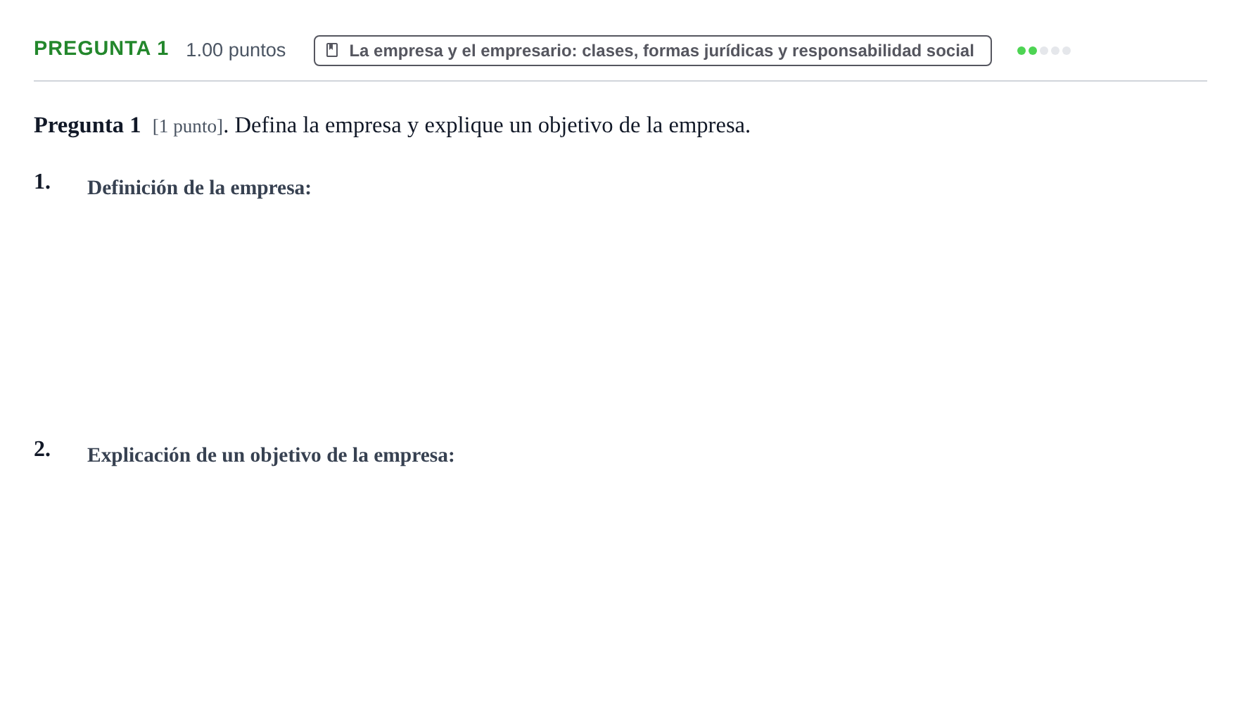 Enunciado: Pregunta 1 · Empresa y Diseño de Modelos de Negocio PAU La Rioja Extraordinaria 2022