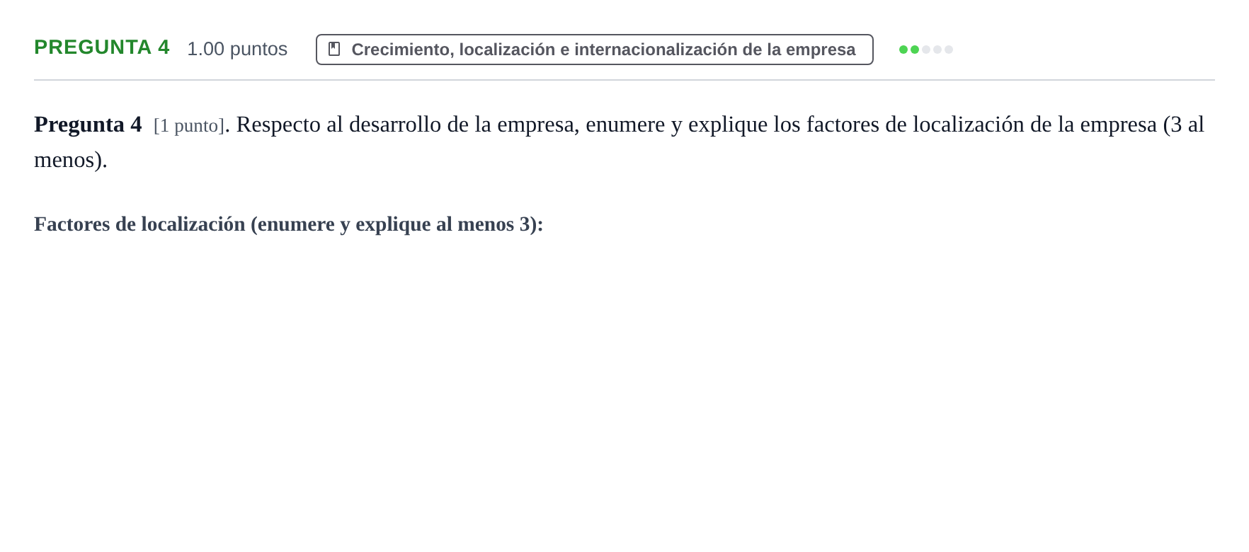 Enunciado: Pregunta 4 · Empresa y Diseño de Modelos de Negocio PAU La Rioja Extraordinaria 2022