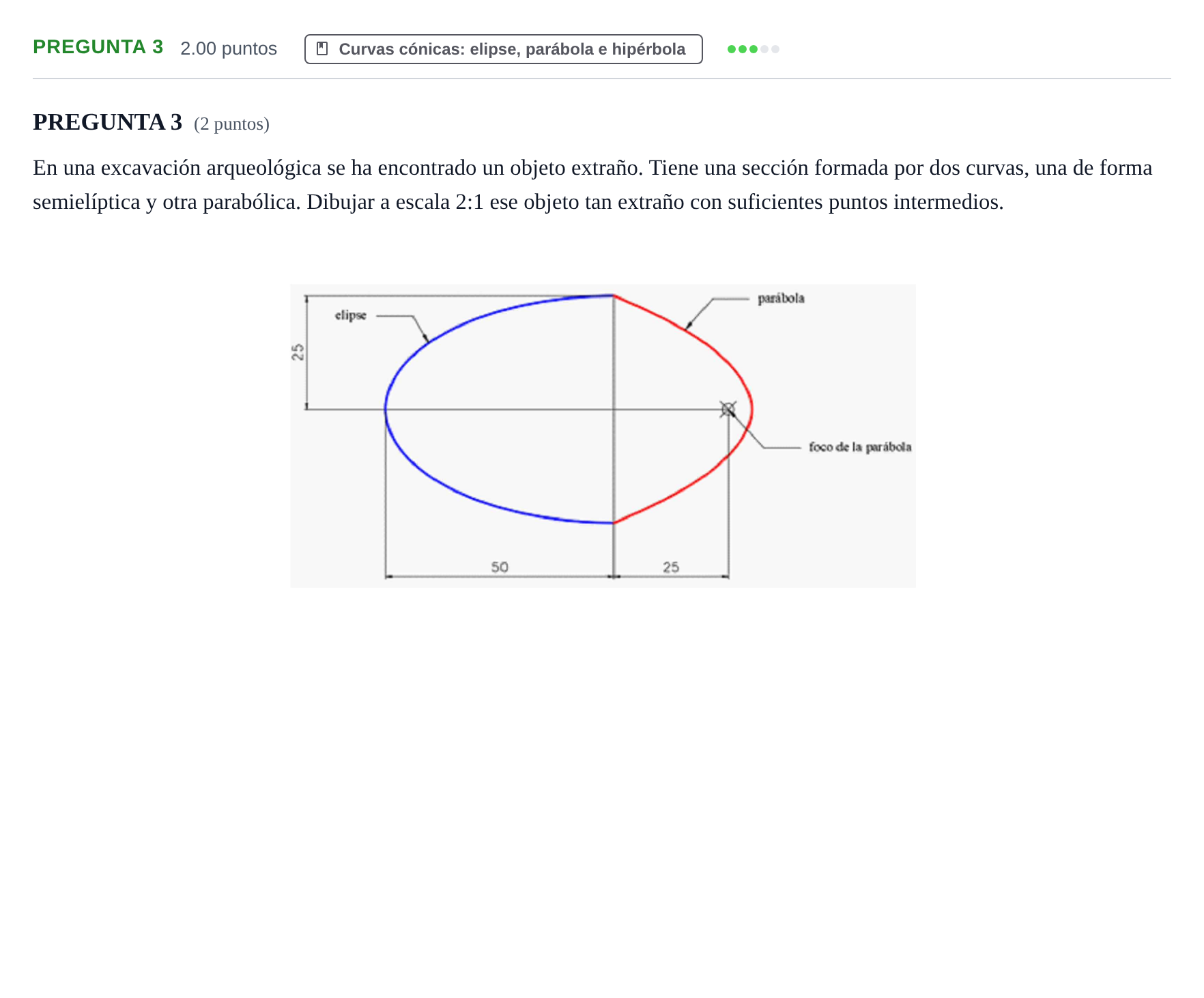 Enunciado: PREGUNTA 3 · Dibujo técnico II PAU La Rioja Ordinaria 2022